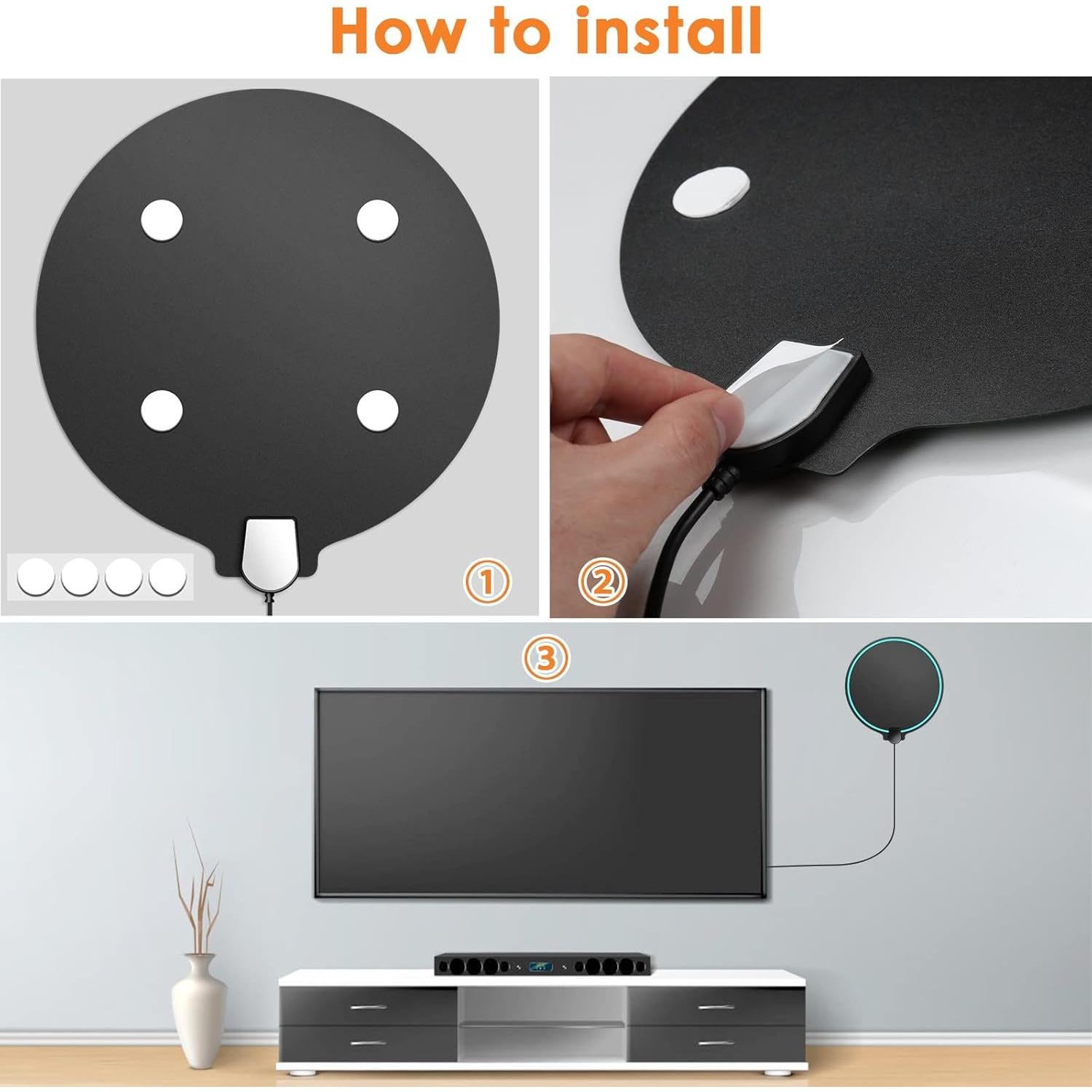 Antena HDTV Amplificada Lsnisni 380 Millas 4K 1080P UHF VHF