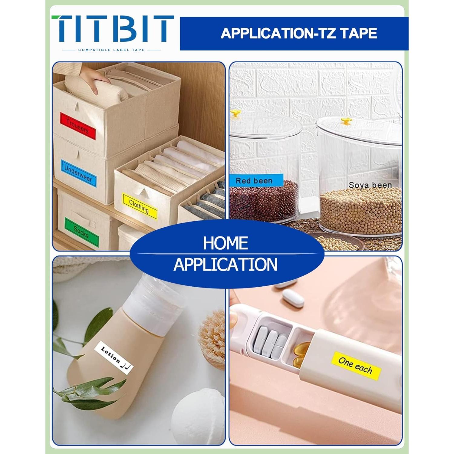 Paquete de 6 cintas de etiquetado TITBIT 9mm laminadas colores
