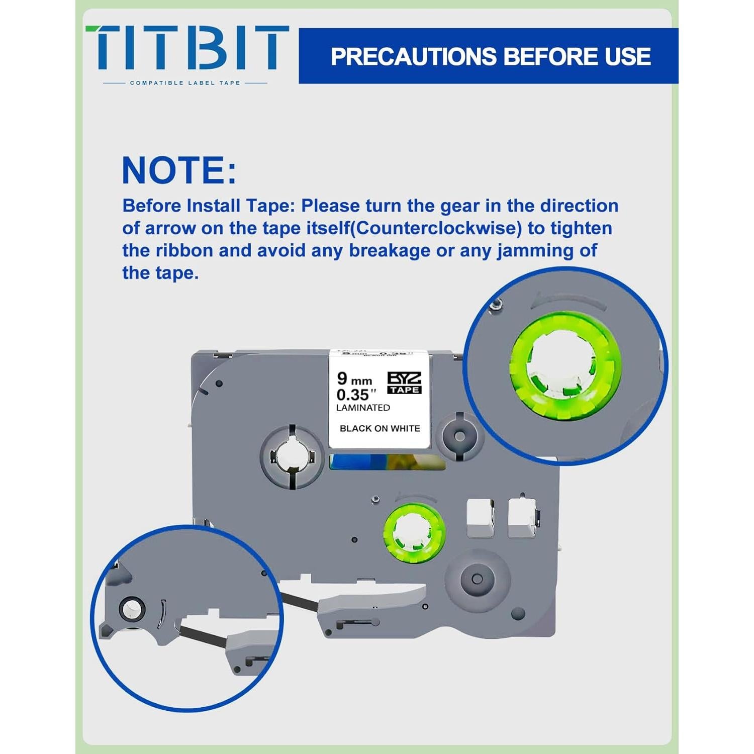 Paquete de 6 cintas de etiquetado TITBIT 9mm laminadas colores
