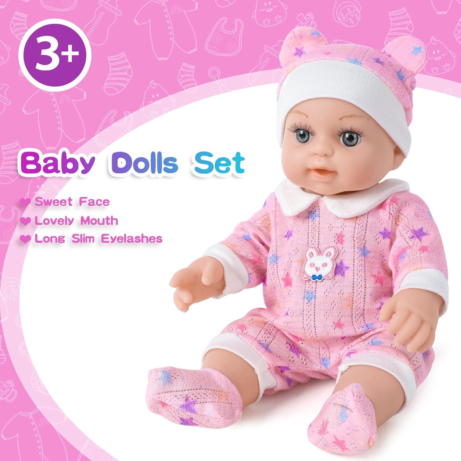 Muñeca BDDOLL 30 cm con mochila rosa y accesorios