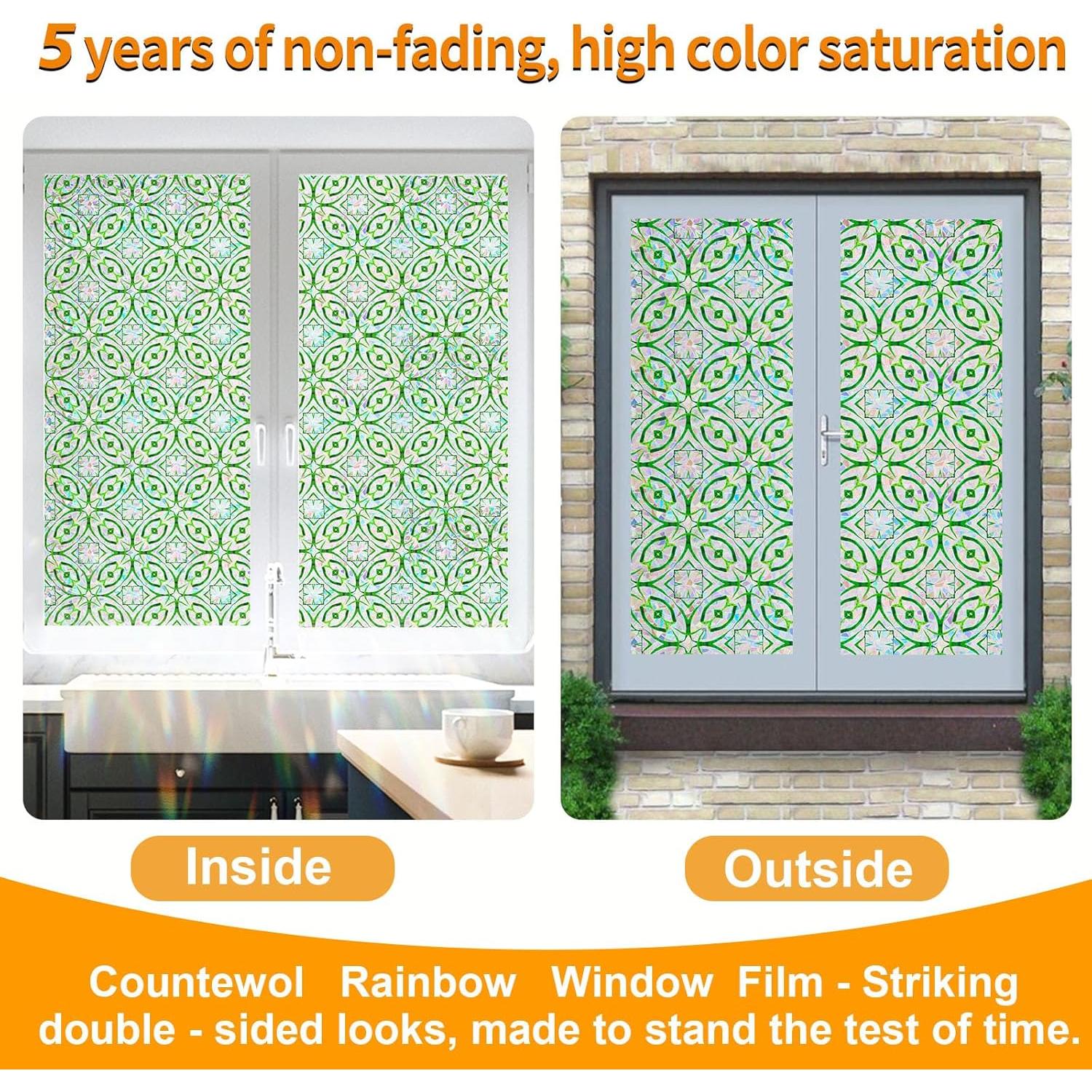 Película de Privacidad para Ventanas COUNTEWOL 44.5x199.4cm Arcoíris