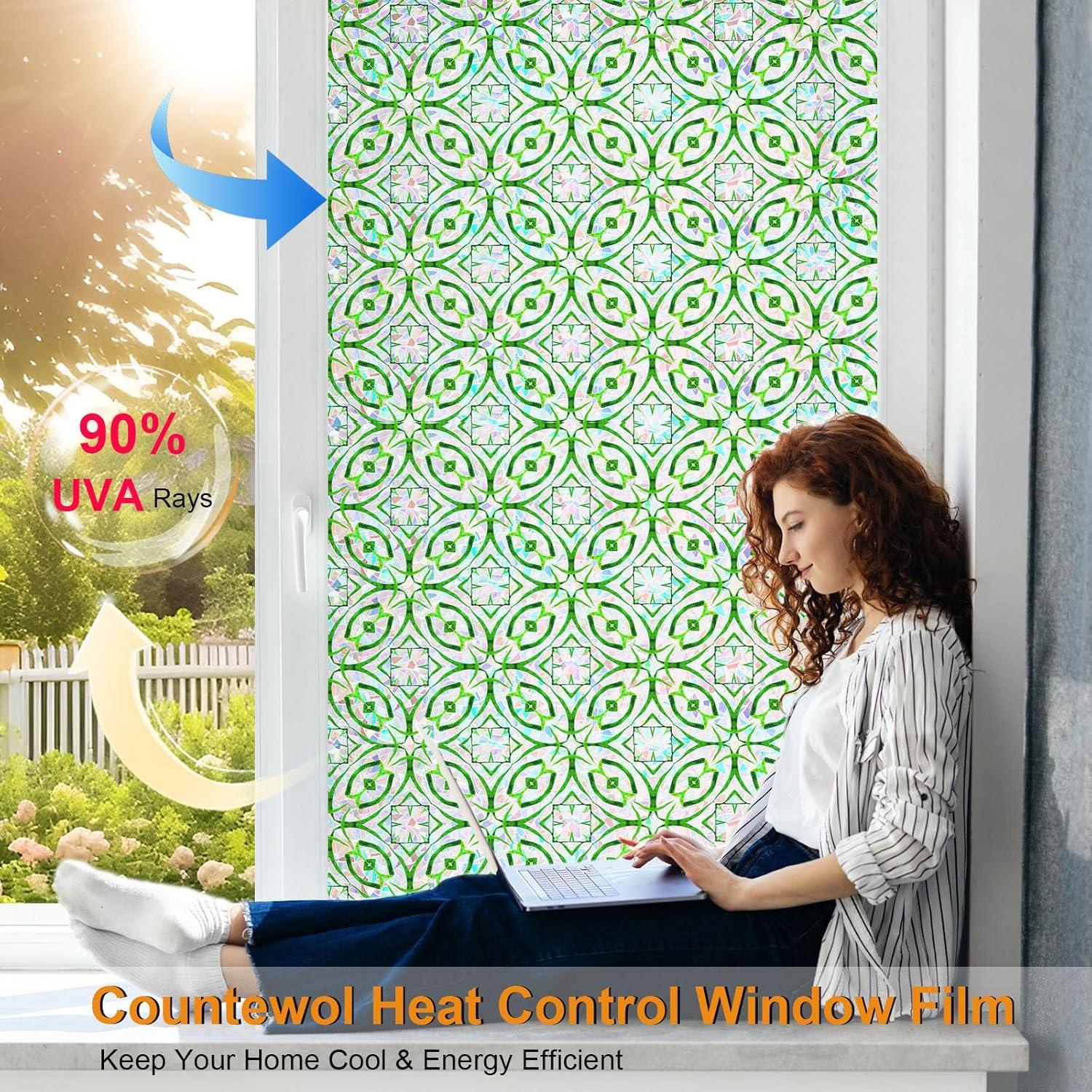 Película de Privacidad para Ventanas COUNTEWOL 44.5x199.4cm Arcoíris