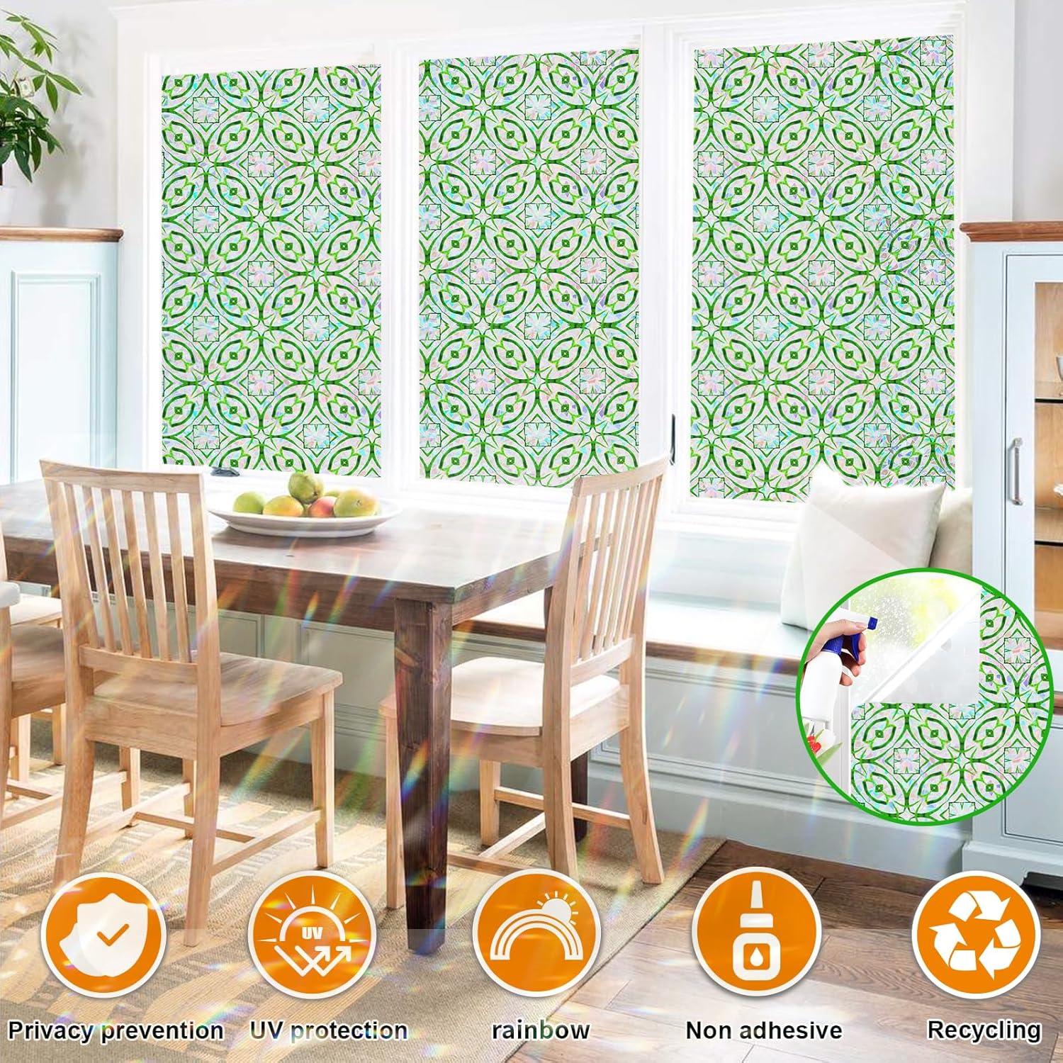 Película de Privacidad para Ventanas COUNTEWOL 44.5x199.4cm Arcoíris