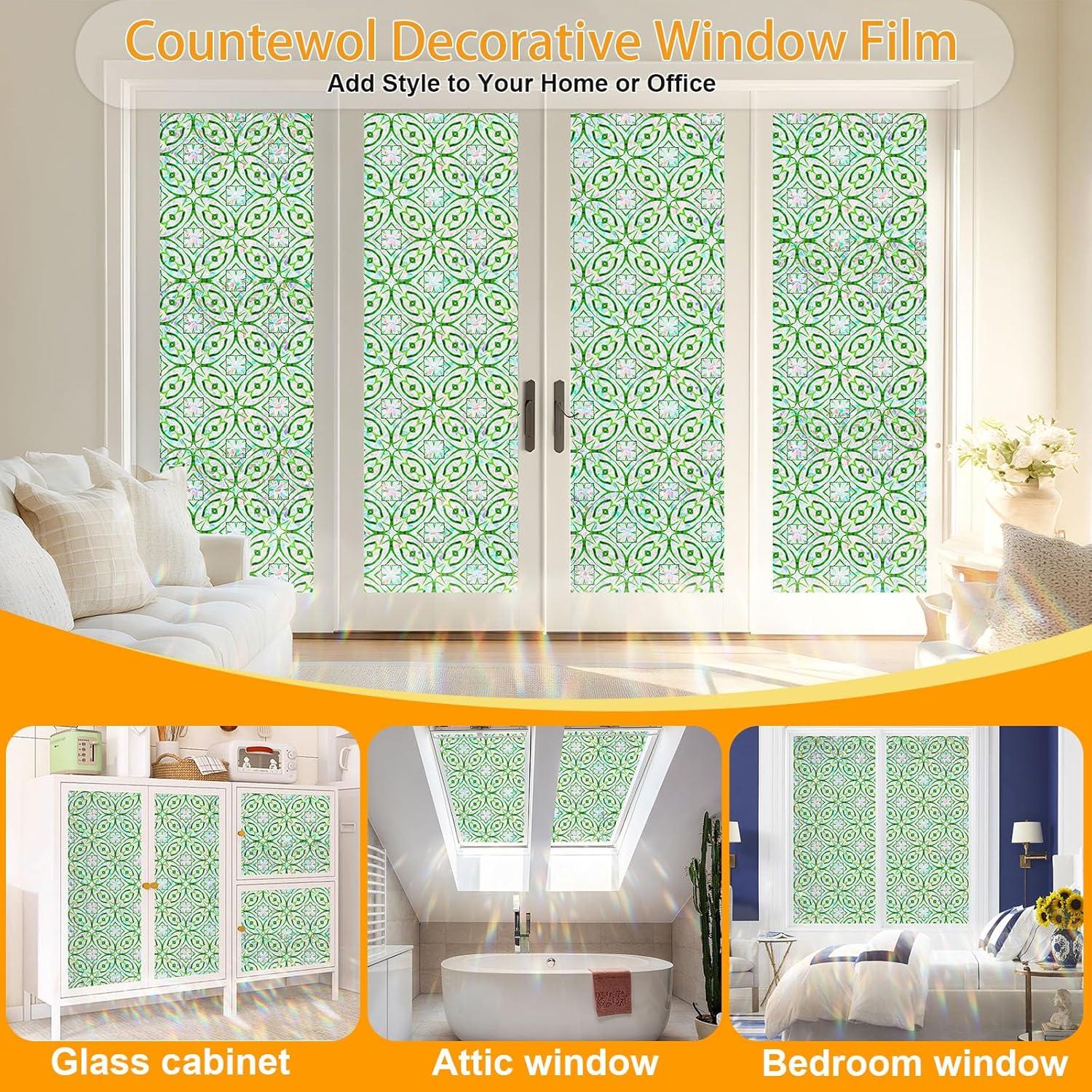 Película de Privacidad para Ventanas COUNTEWOL 44.5x199.4cm Arcoíris