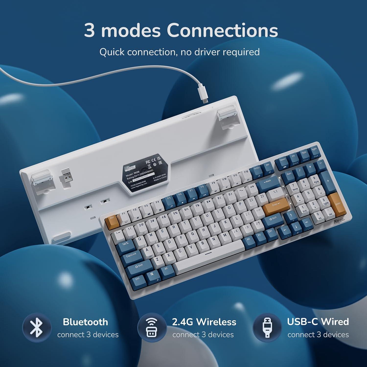 Teclado Mecánico RK ROYAL KLUDGE RK98 Inalámbrico RGB