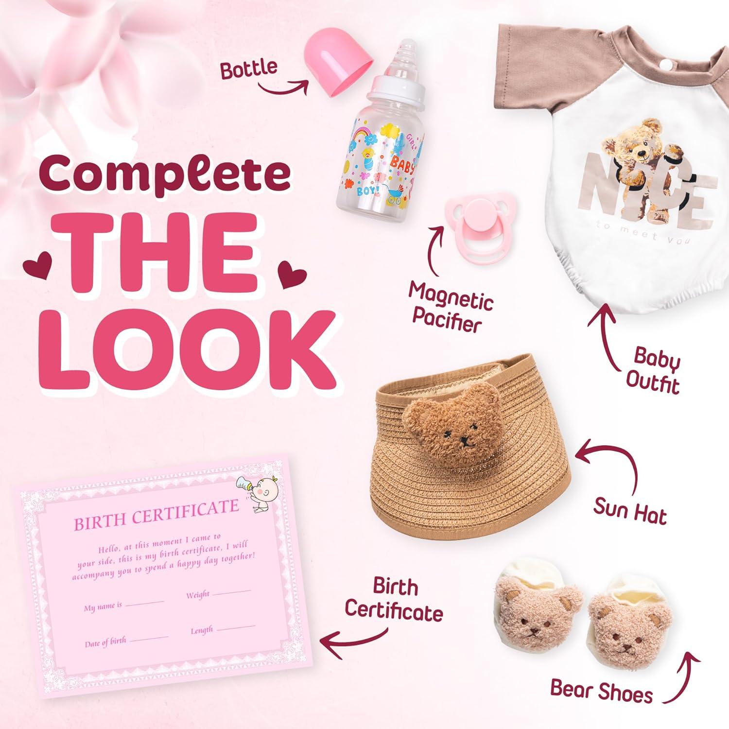 Muñeca Reborn DOLLHOOD 45 cm Realista con Accesorios