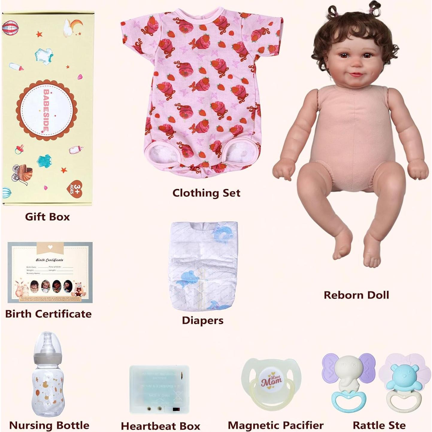 Muñeca Reborn BABESIDE Maddy 50.8 cm con Latido y Sonido