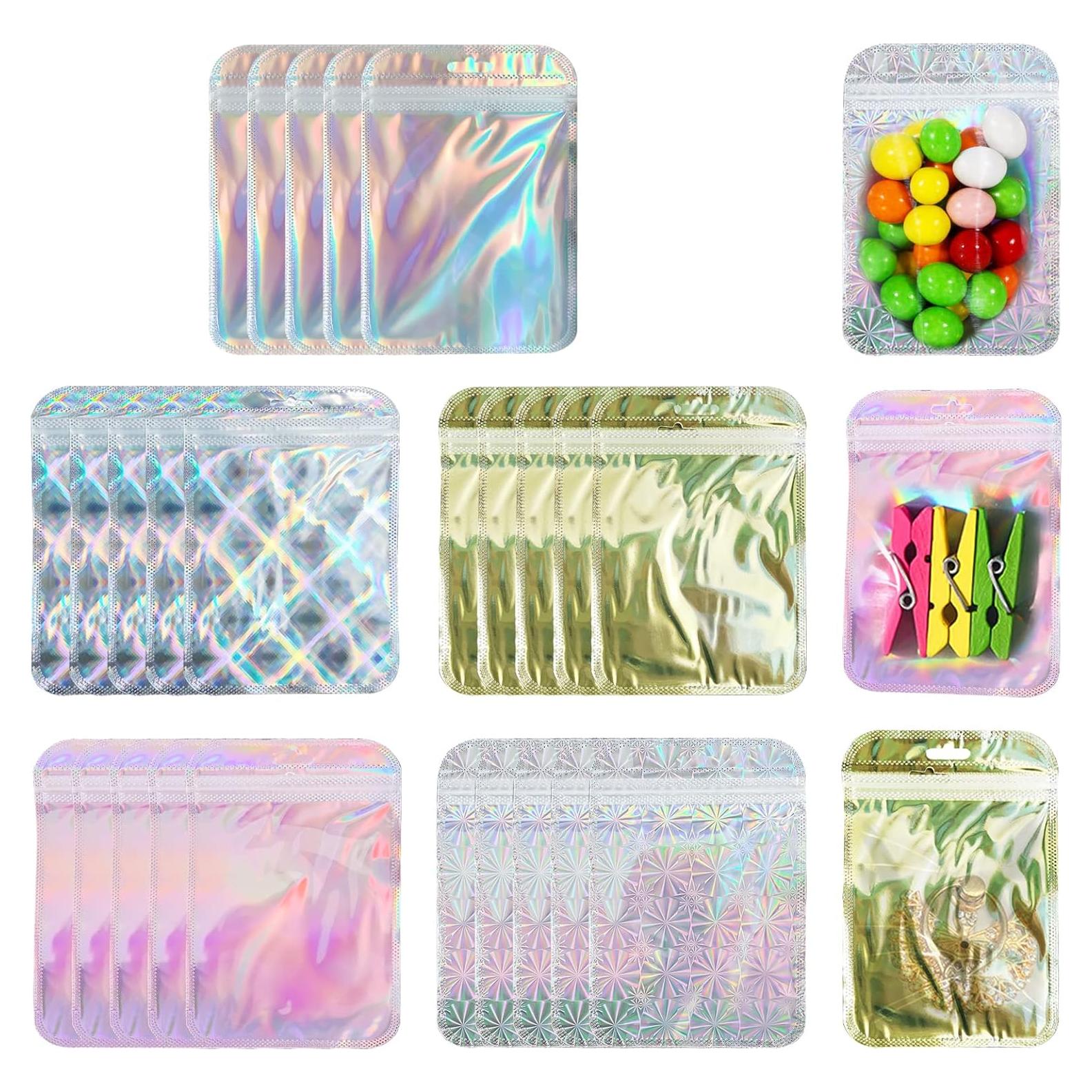 100 Bolsas de Mylar Holográficas Reutilizables itechpanda 10x15cm