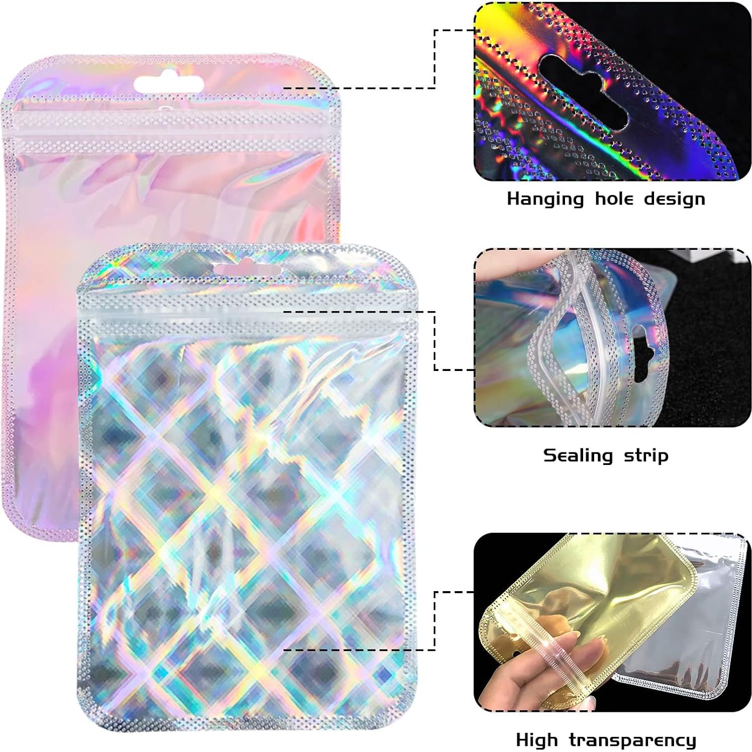 100 Bolsas de Mylar Holográficas Reutilizables itechpanda 10x15cm