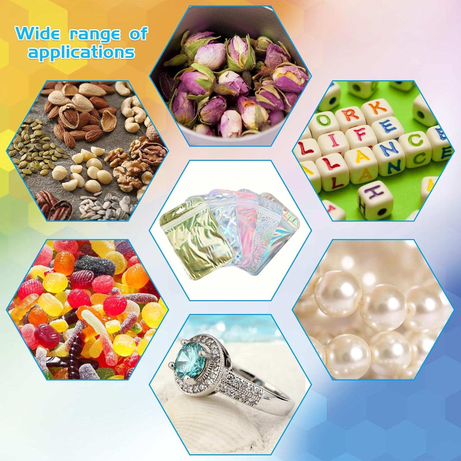 100 Bolsas de Mylar Holográficas Reutilizables itechpanda 10x15cm