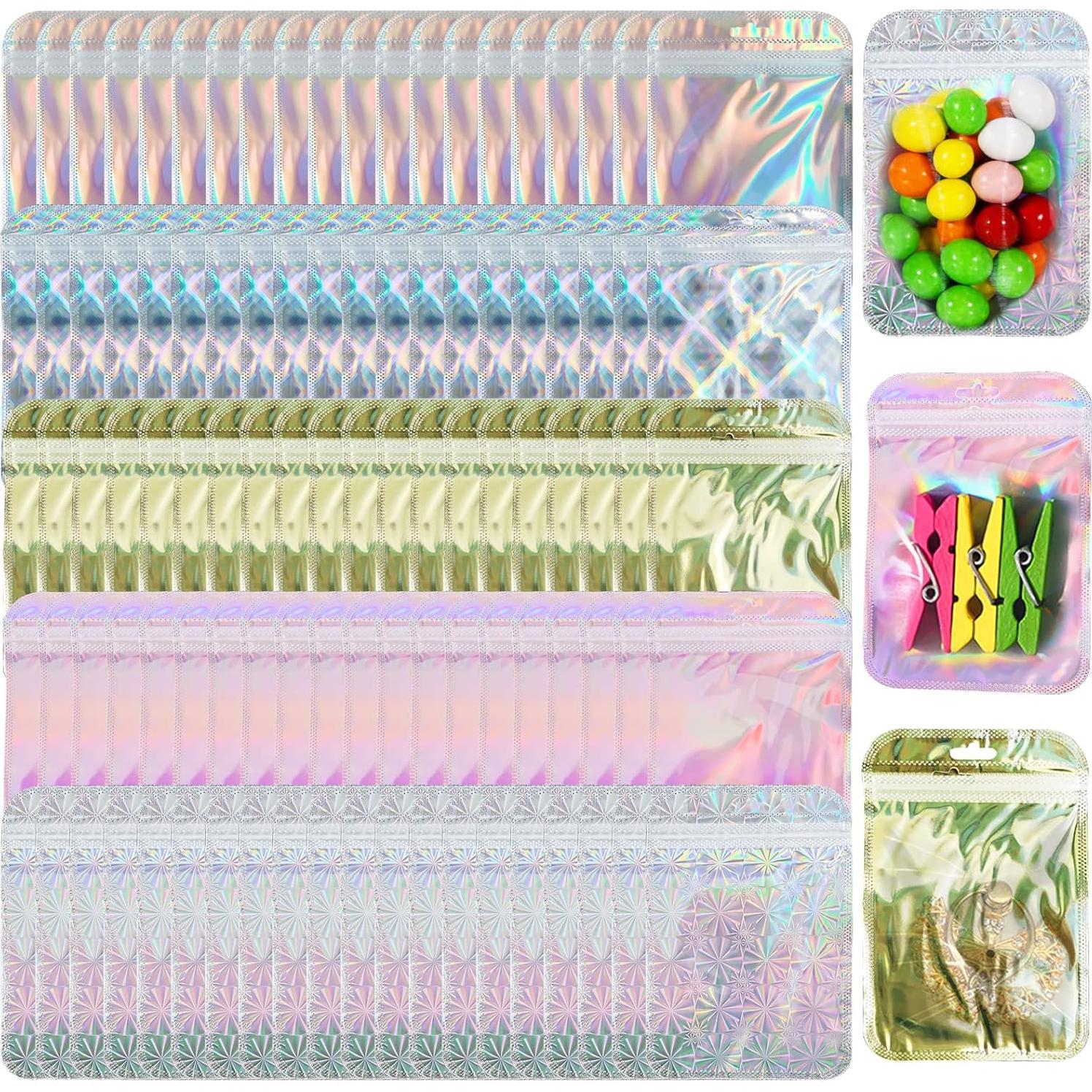 100 Bolsas de Mylar Holográficas Reutilizables itechpanda 10x15cm