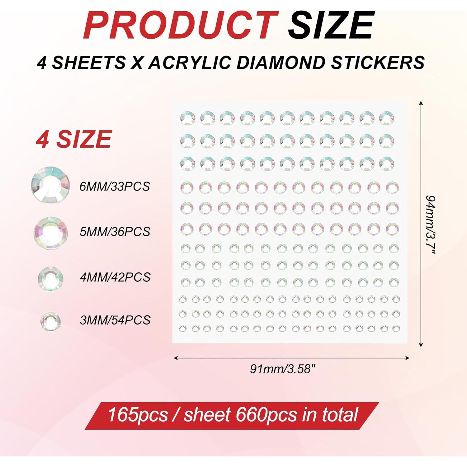 Etiquetas de Gemas Acrílicas PATIKIL 660 Pcs 4 Tamaños 3-6mm