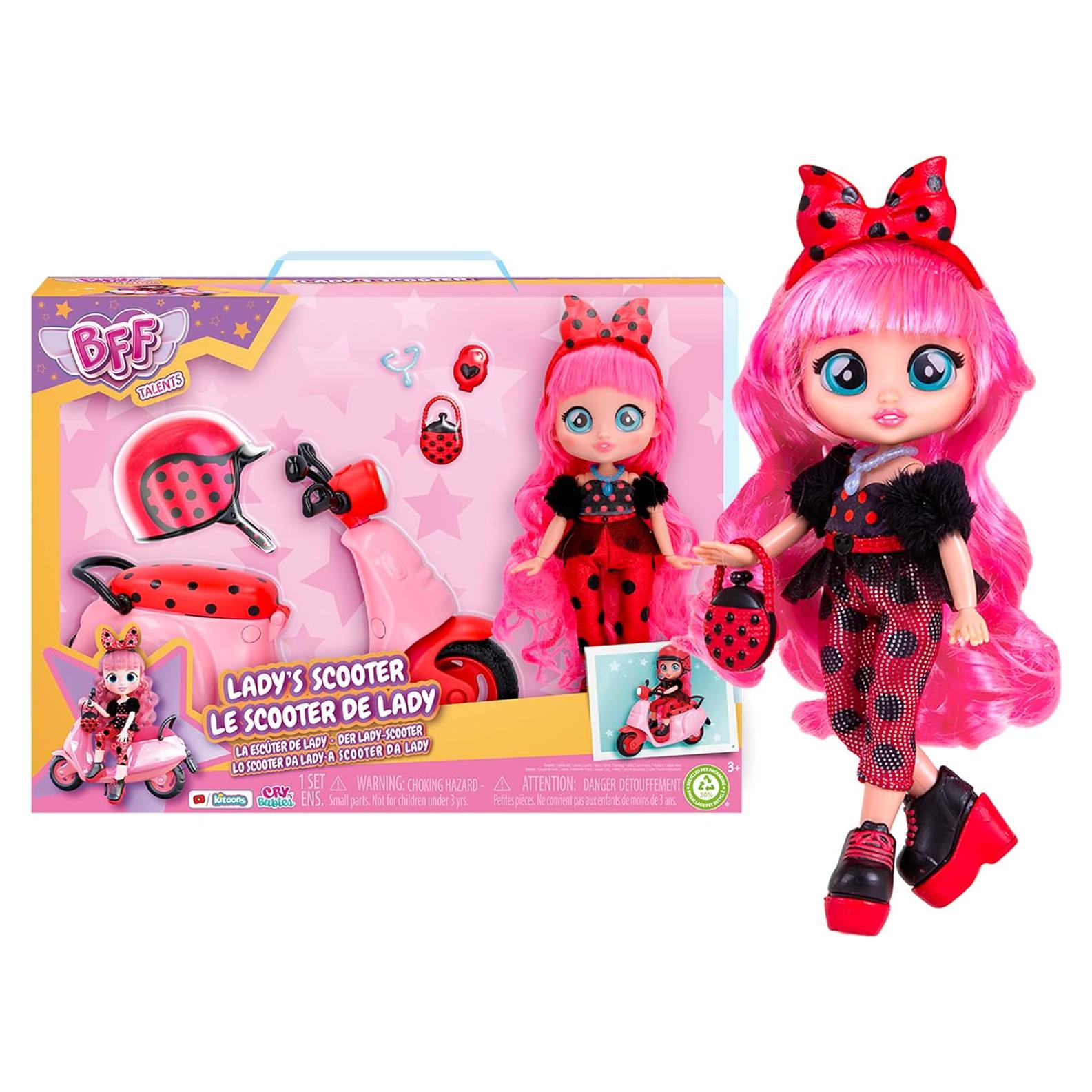 Scooter Lady BFF de Cry Babies - Muñeca 19.81 cm Multicolor