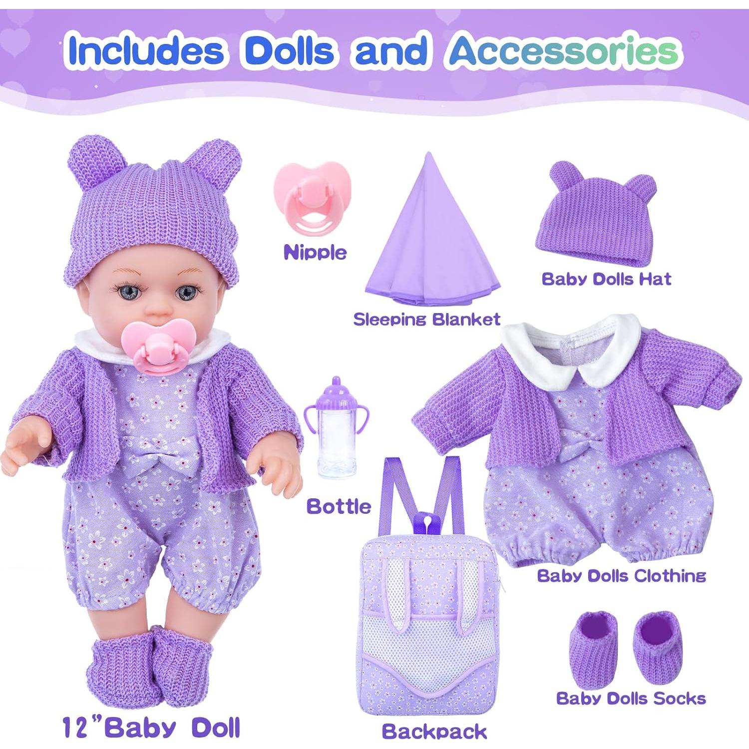 Muñeca Bebé ZNTWEI 30 cm con Accesorios Lavables para Niños