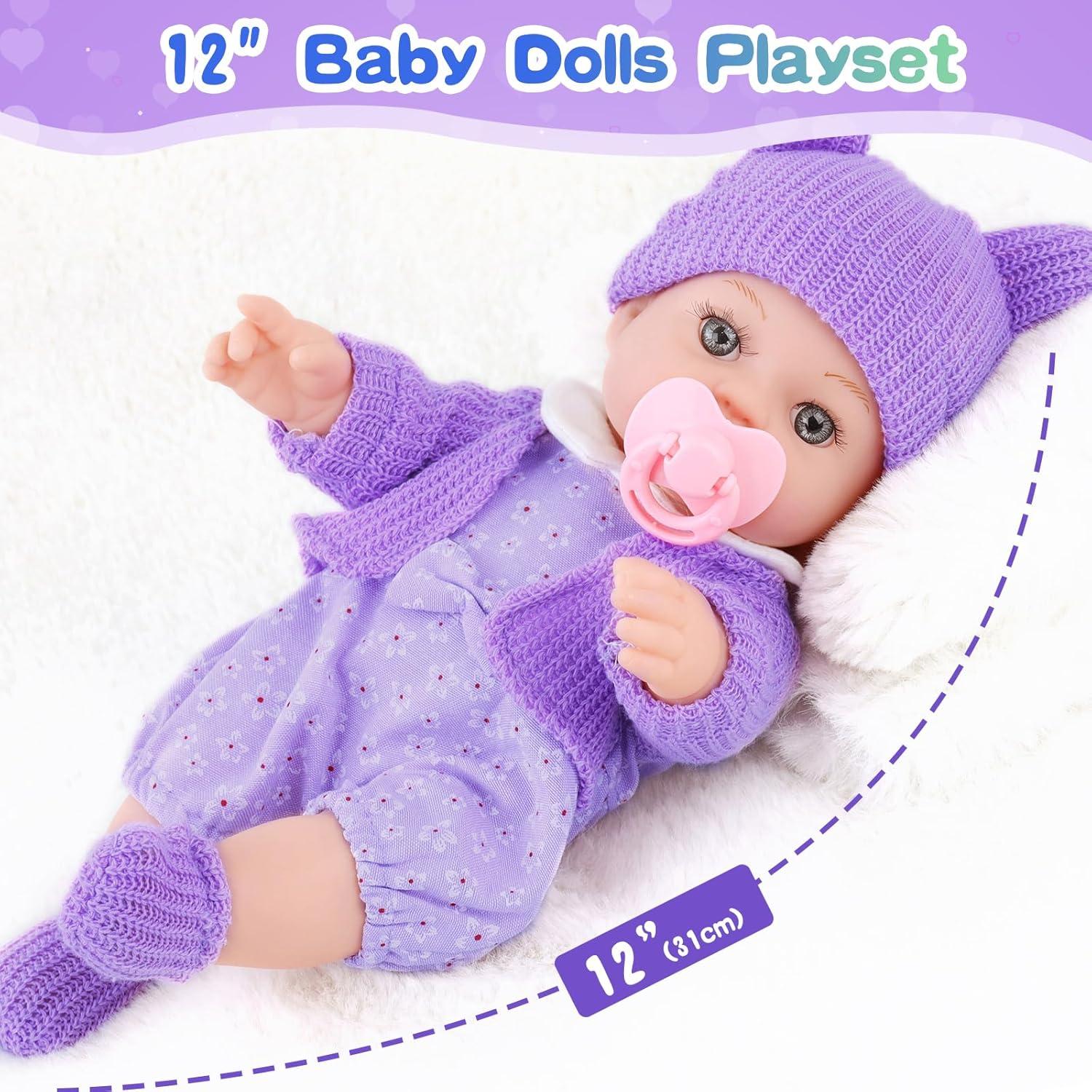 Muñeca Bebé ZNTWEI 30 cm con Accesorios Lavables para Niños