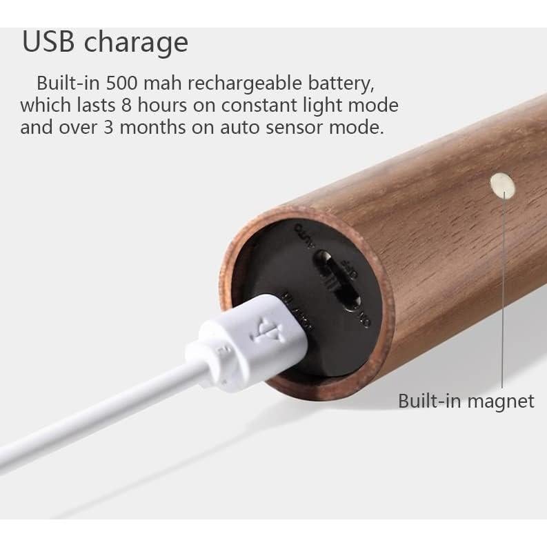 Luz Nocturna LED Recargable Chilvane Madera Nogal 2 Unidades