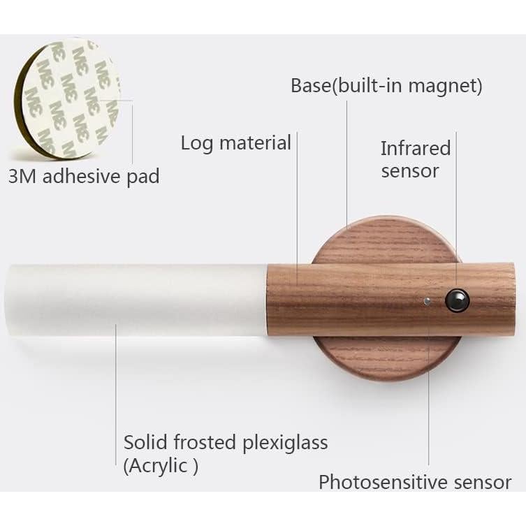 Luz Nocturna LED Recargable Chilvane Madera Nogal 2 Unidades