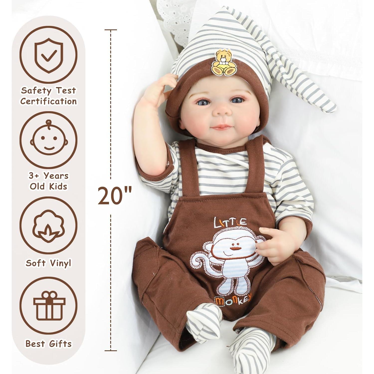 Muñeca de bebé renacida Kdudgso 50.8 cm con accesorios