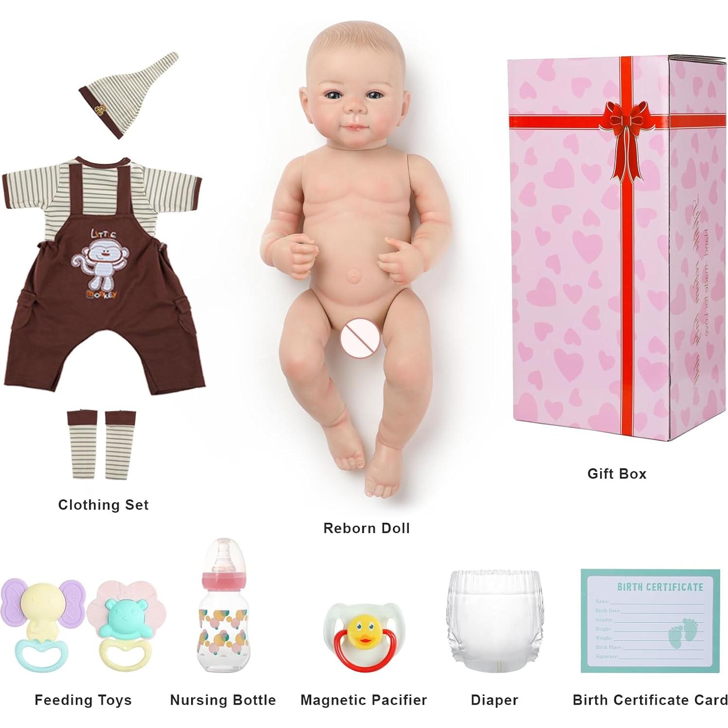 Muñeca de bebé renacida Kdudgso 50.8 cm con accesorios