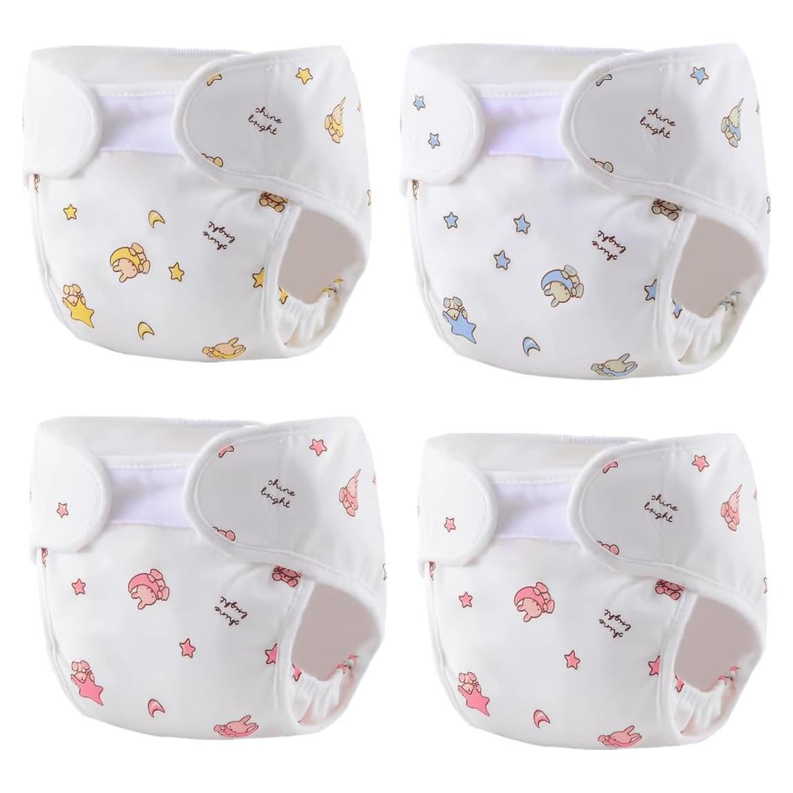 Paquete de 4 Pañales Reutilizables TatuDoll para Muñecas Reborn 43-61 cm