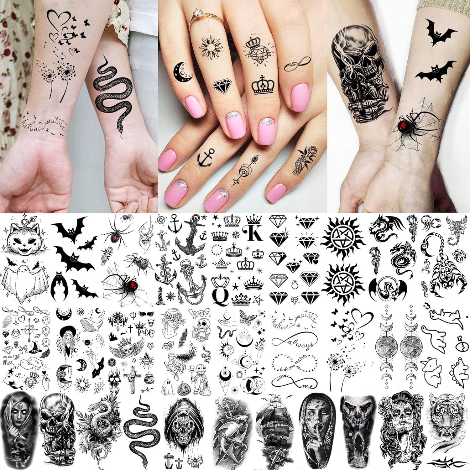 71 Hojas Tatuajes Temporales GOCOLORING Acuarela Mariposas y Rosas