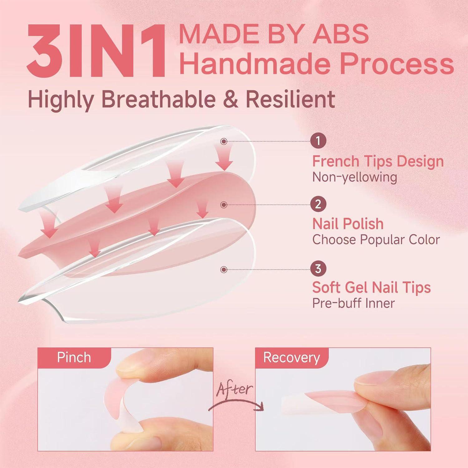 Uñas Postizas Cortas Cuadradas MIXFOSAHN con Flores 24 Pcs