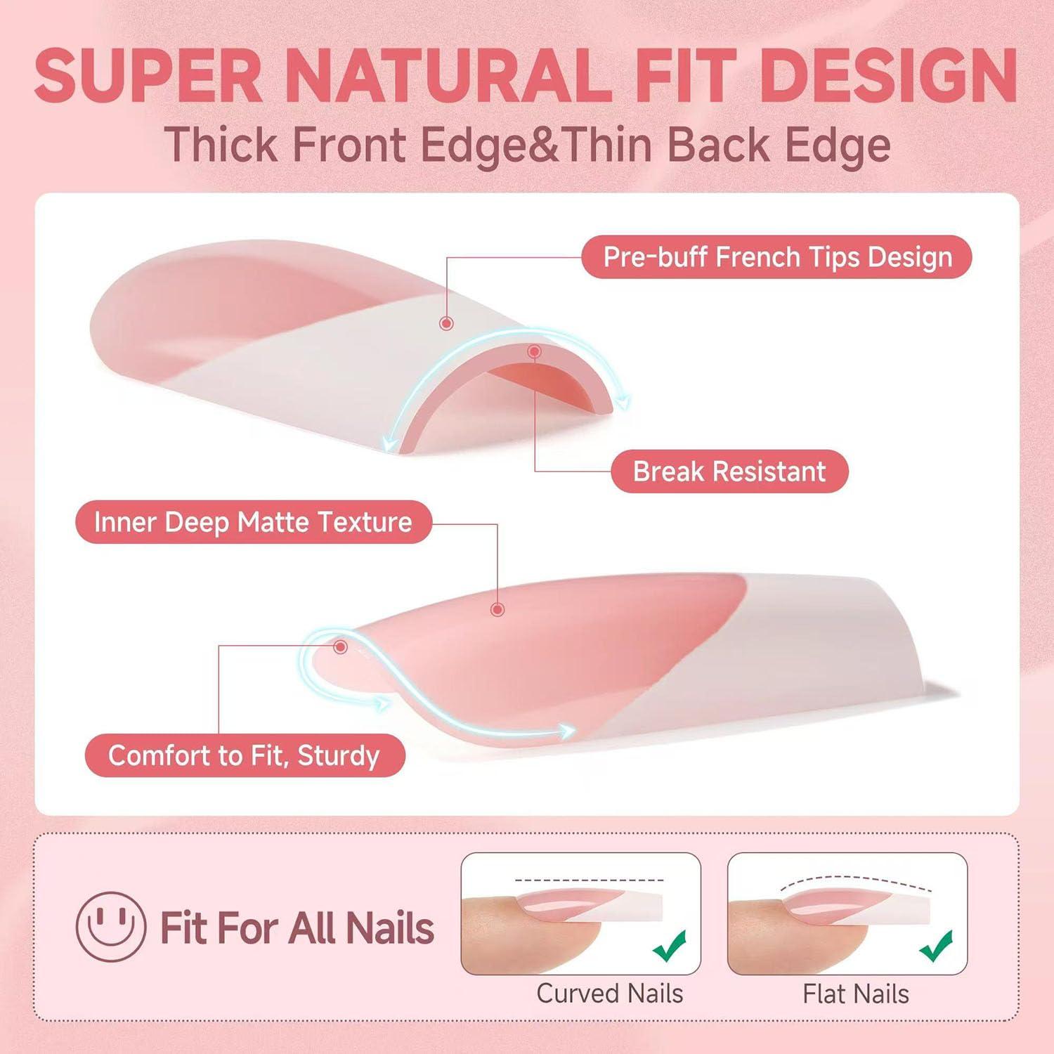 Uñas Postizas Cortas Cuadradas MIXFOSAHN con Flores 24 Pcs