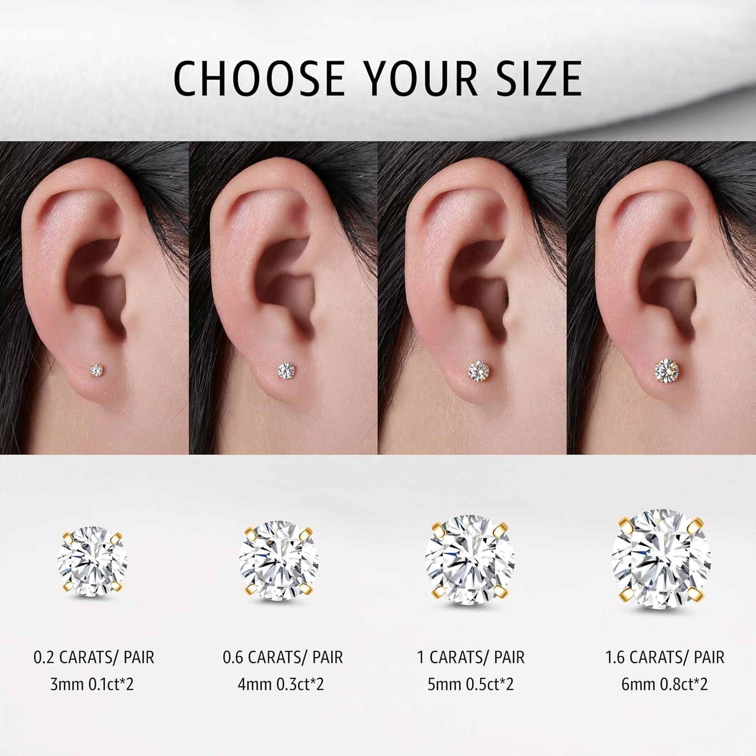 Pendientes de Moissanite Limerencia Titanio Hipoalergénico 3mm