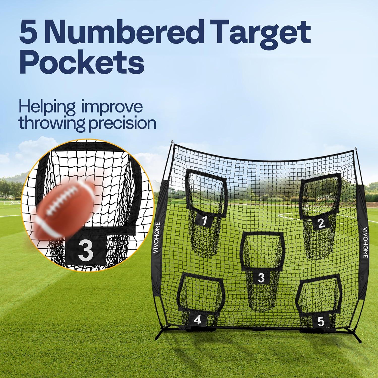 Red de Lanzamiento de Fútbol VIVOHOME 2.13m x 2.13m con 5 Objetivos