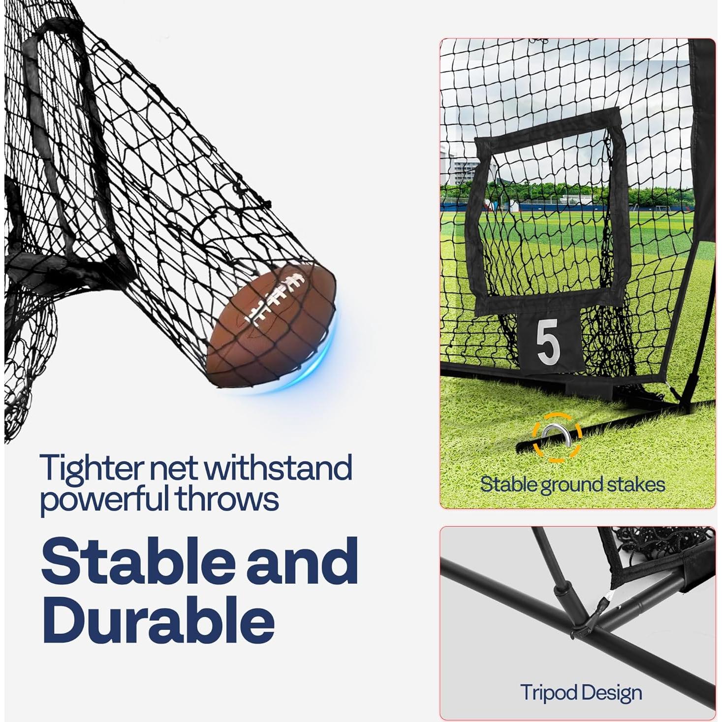 Red de Lanzamiento de Fútbol VIVOHOME 2.13m x 2.13m con 5 Objetivos