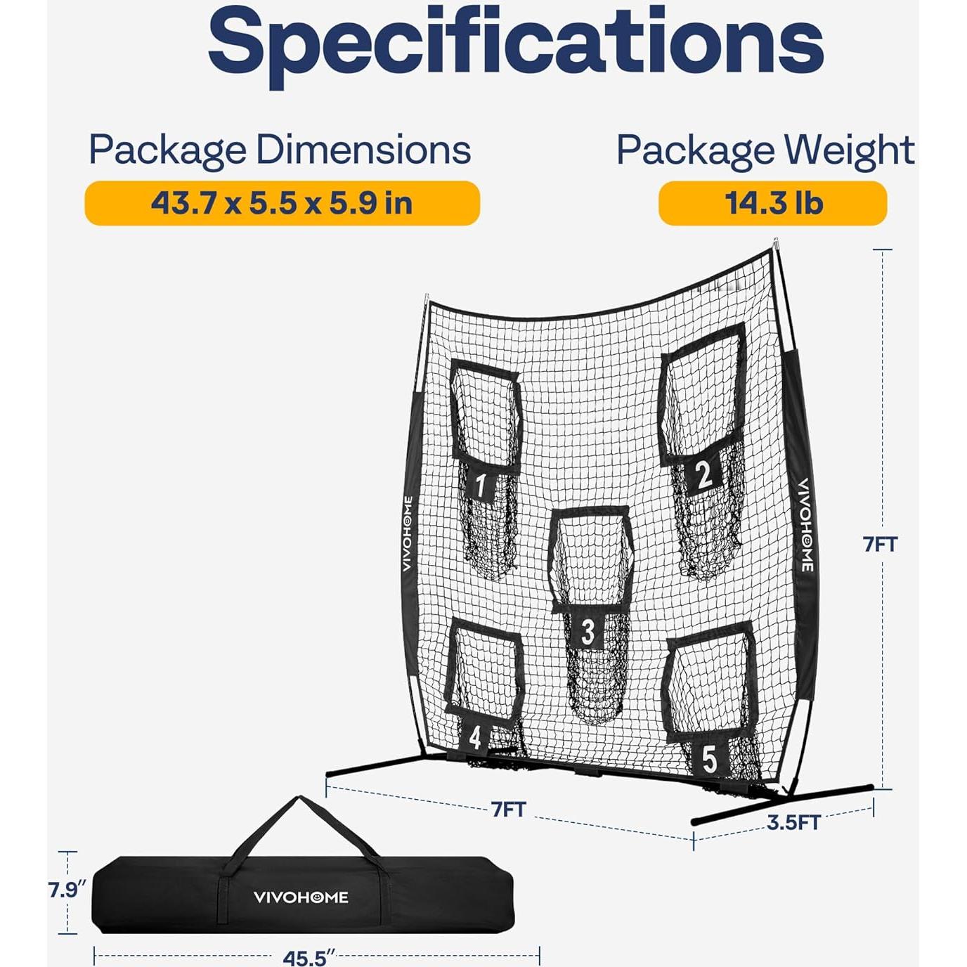 Red de Lanzamiento de Fútbol VIVOHOME 2.13m x 2.13m con 5 Objetivos