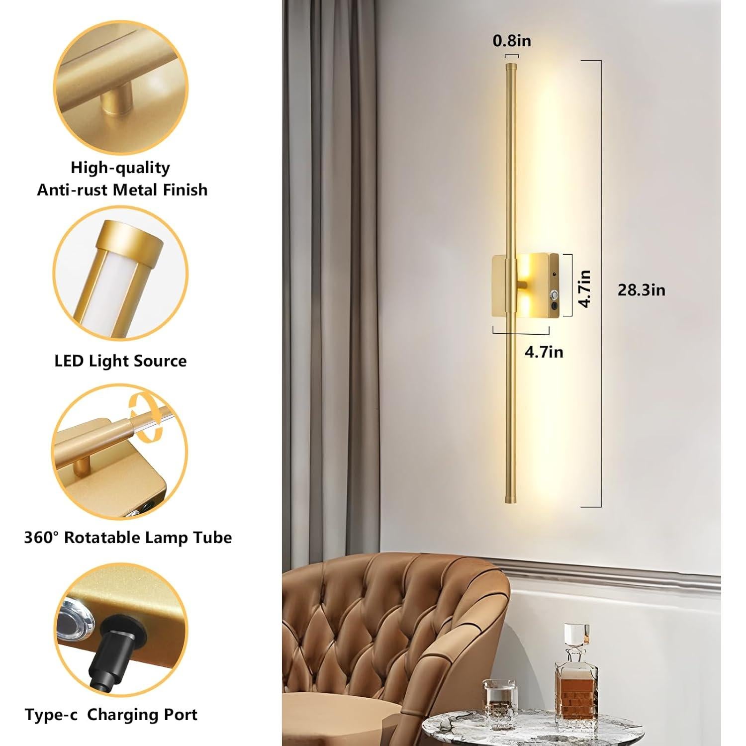 Aplique de Pared LED Inalámbrico Guangge GG-Lighting M Oro