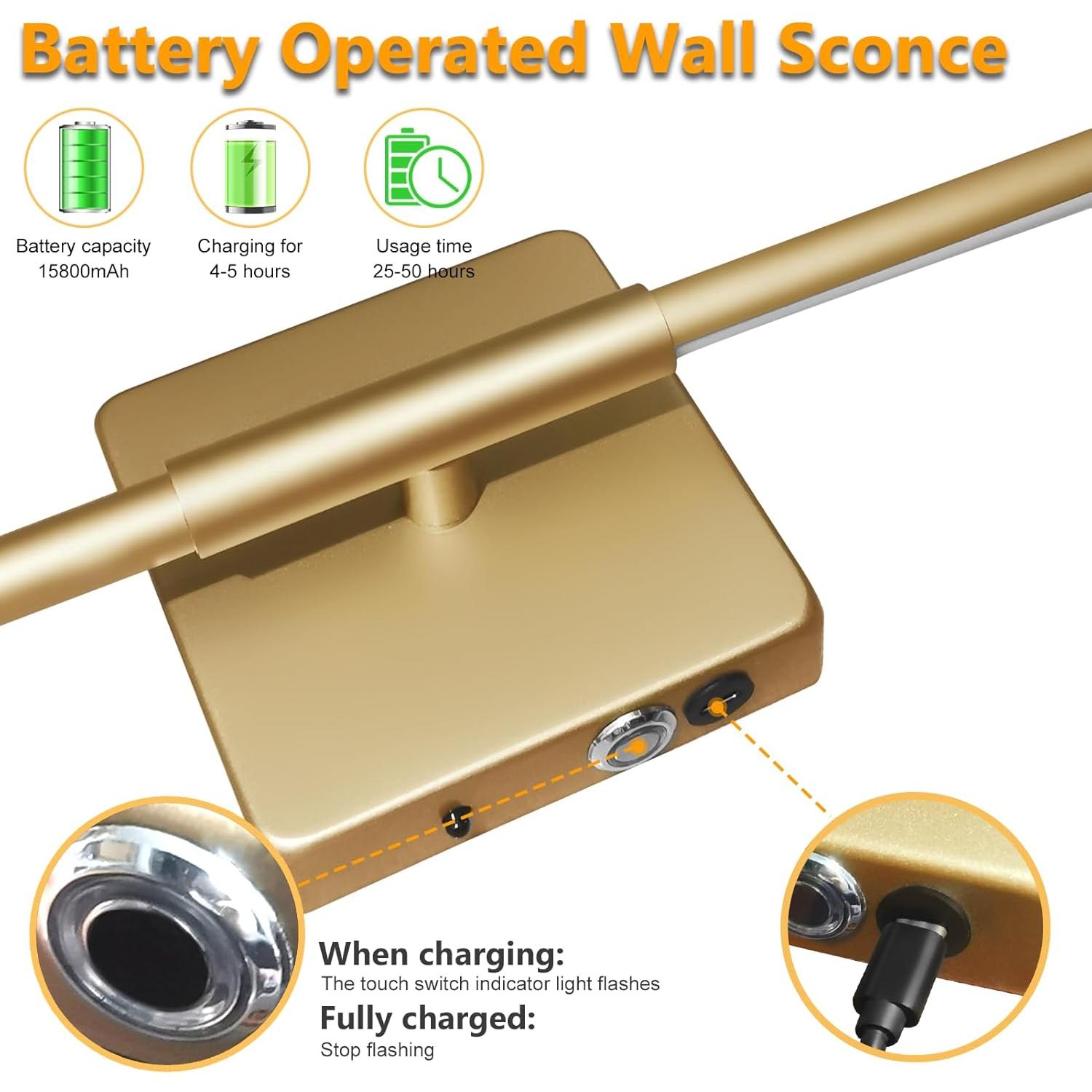 Aplique de Pared LED Inalámbrico Guangge GG-Lighting M Oro