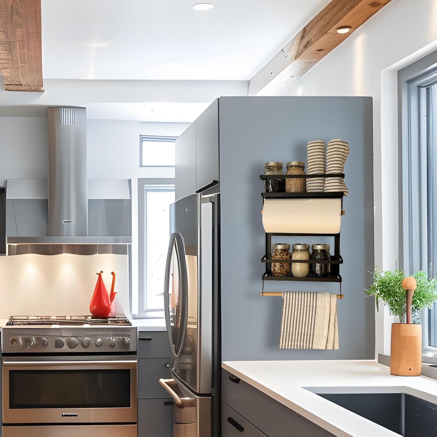 Soporte Magnético para Toallas de Papel LEXICHER con Estante y 5 Ganchos