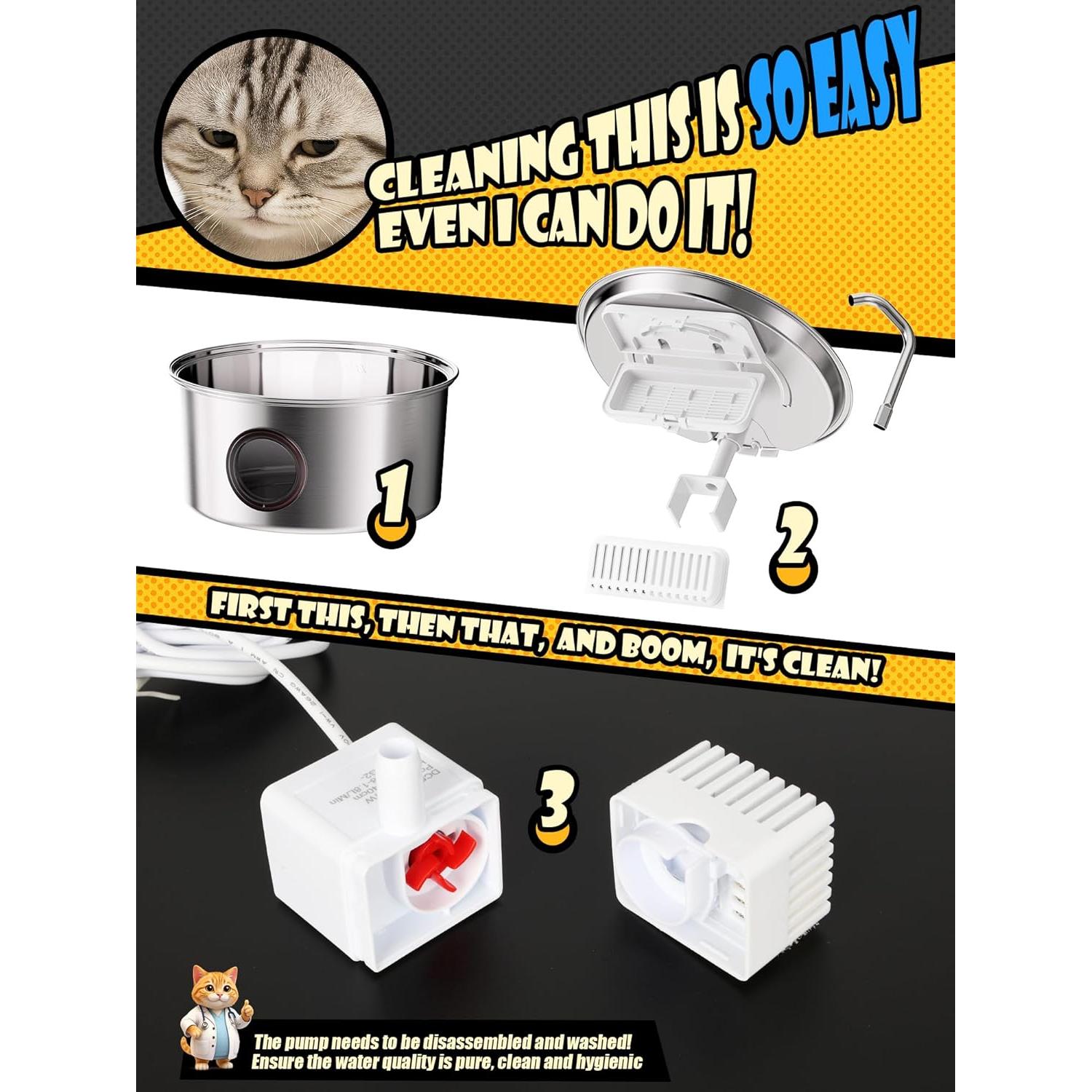 Fuente de Agua Automática para Gatos Puppyspout 3.2L Acero Inoxidable