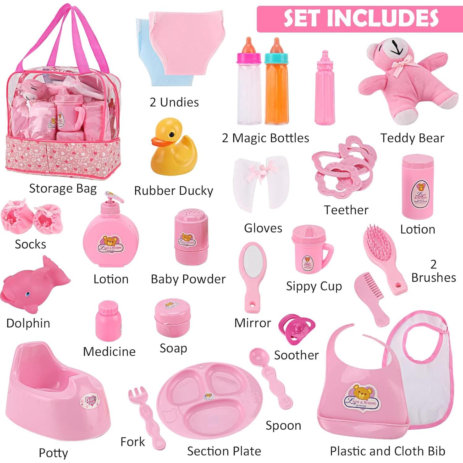 Set de Juego de Alimentación para Muñecas - 28 Piezas