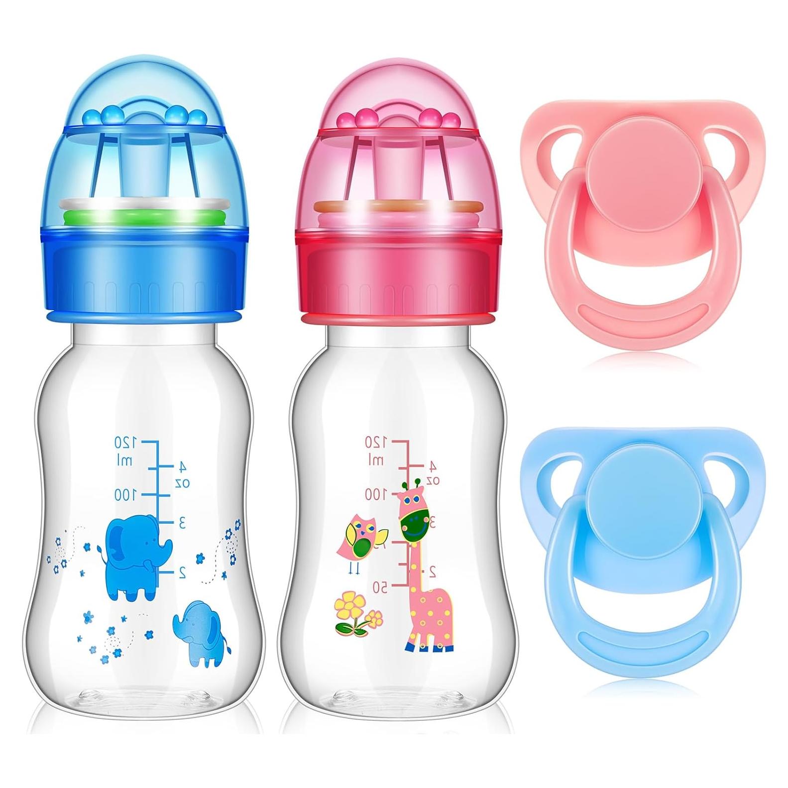 Accesorios para Muñecas Reborn Jexine 4 Piezas Chupetes y Botellas