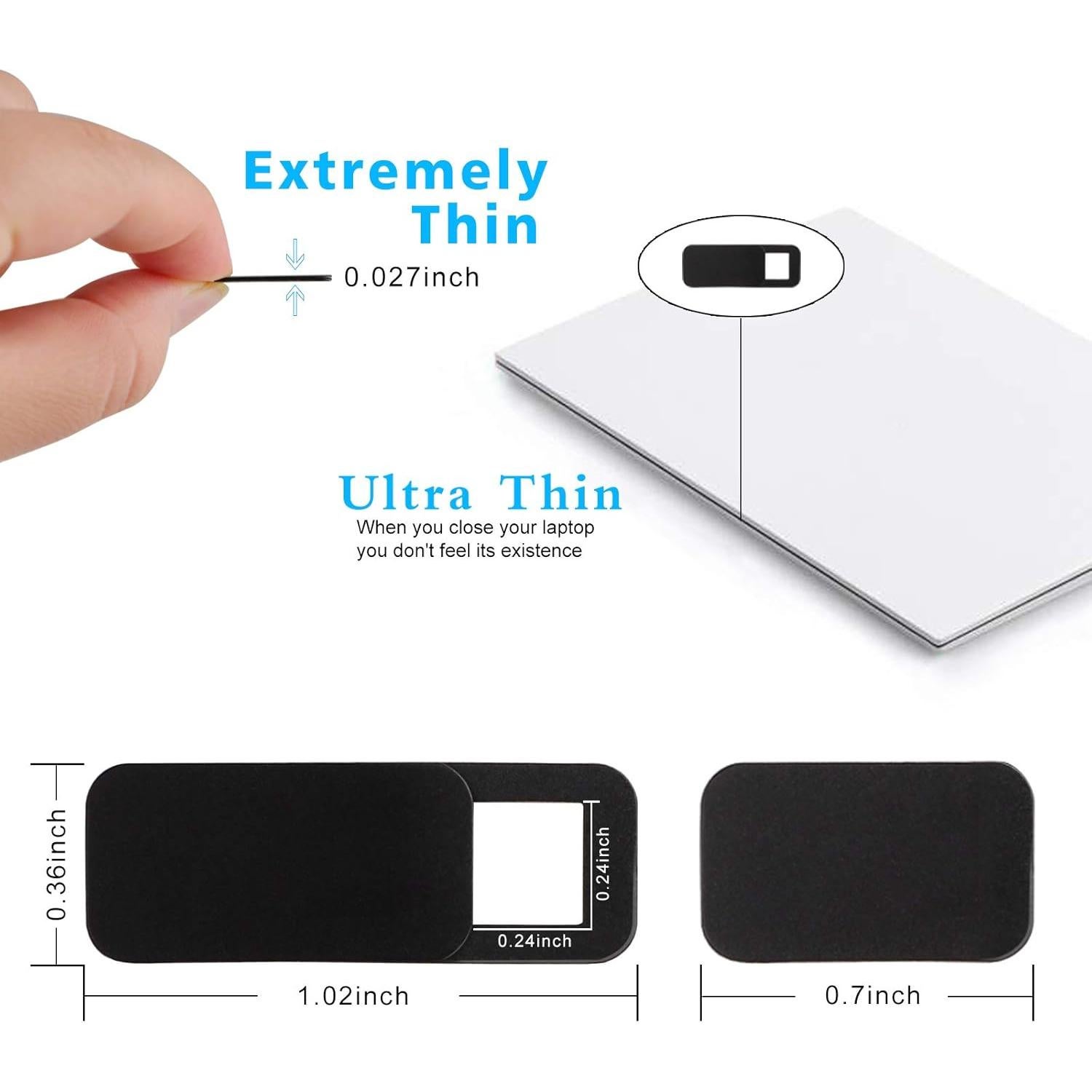 Webcam Cover Slide,Laptop Camera Cover Slide,Webcam Cover,0.027-Inch Ultra Thin for MacBook, Laptop,PC,iPad,iPhone and More Accessories,Provide Privacy Security Protection(3 Pack)(Black)