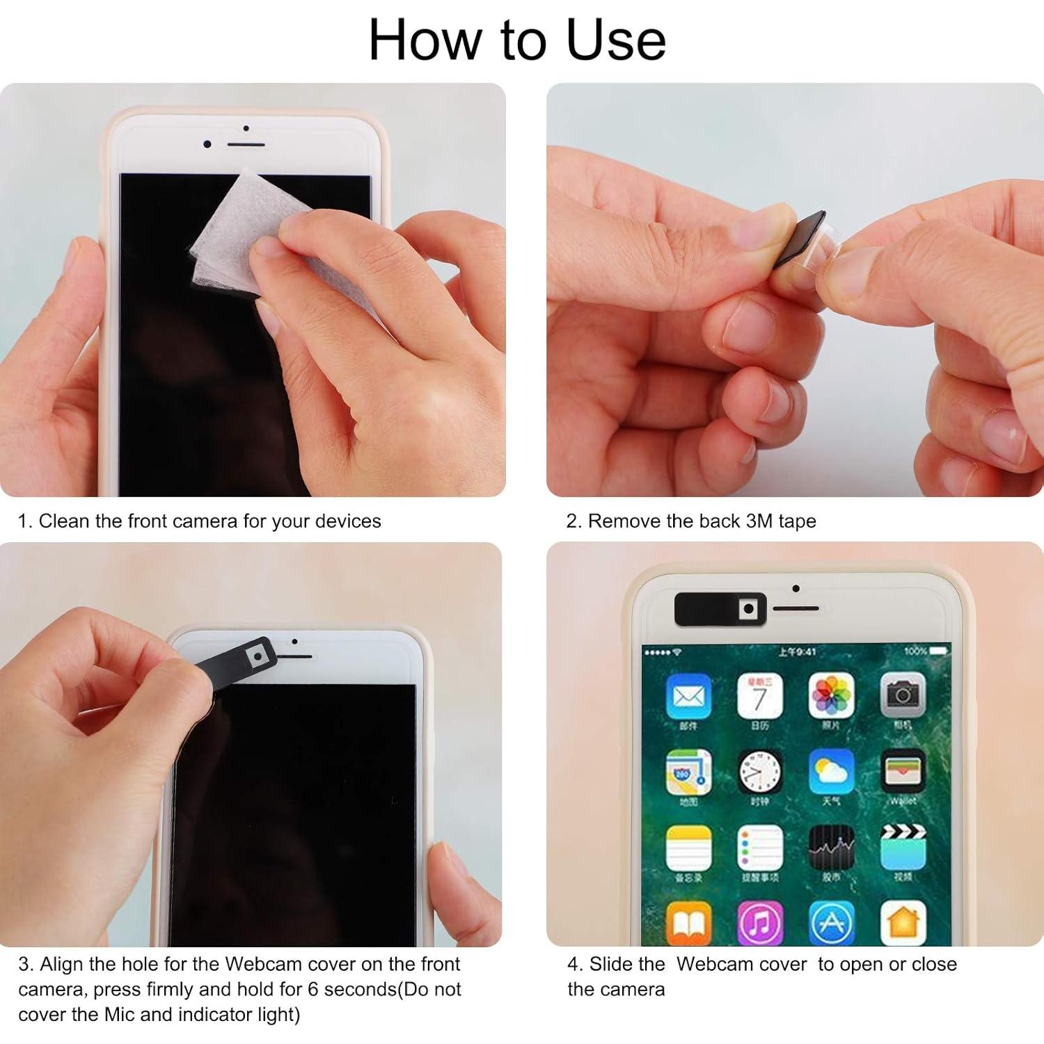 Webcam Cover Slide,Laptop Camera Cover Slide,Webcam Cover,0.027-Inch Ultra Thin for MacBook, Laptop,PC,iPad,iPhone and More Accessories,Provide Privacy Security Protection(3 Pack)(Black)