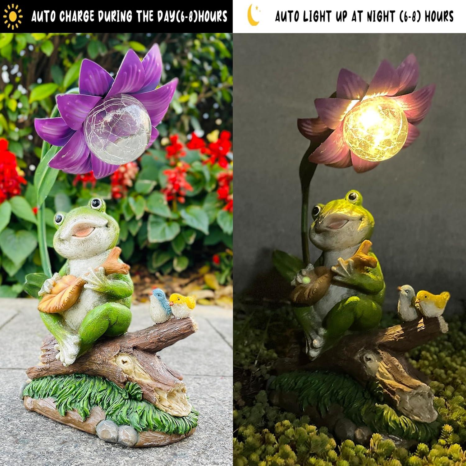 Estatua de Rana Solar Brilliant Prospect para Jardín 26 cm