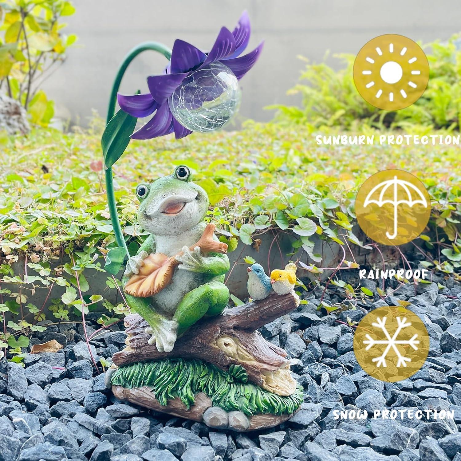 Estatua de Rana Solar Brilliant Prospect para Jardín 26 cm