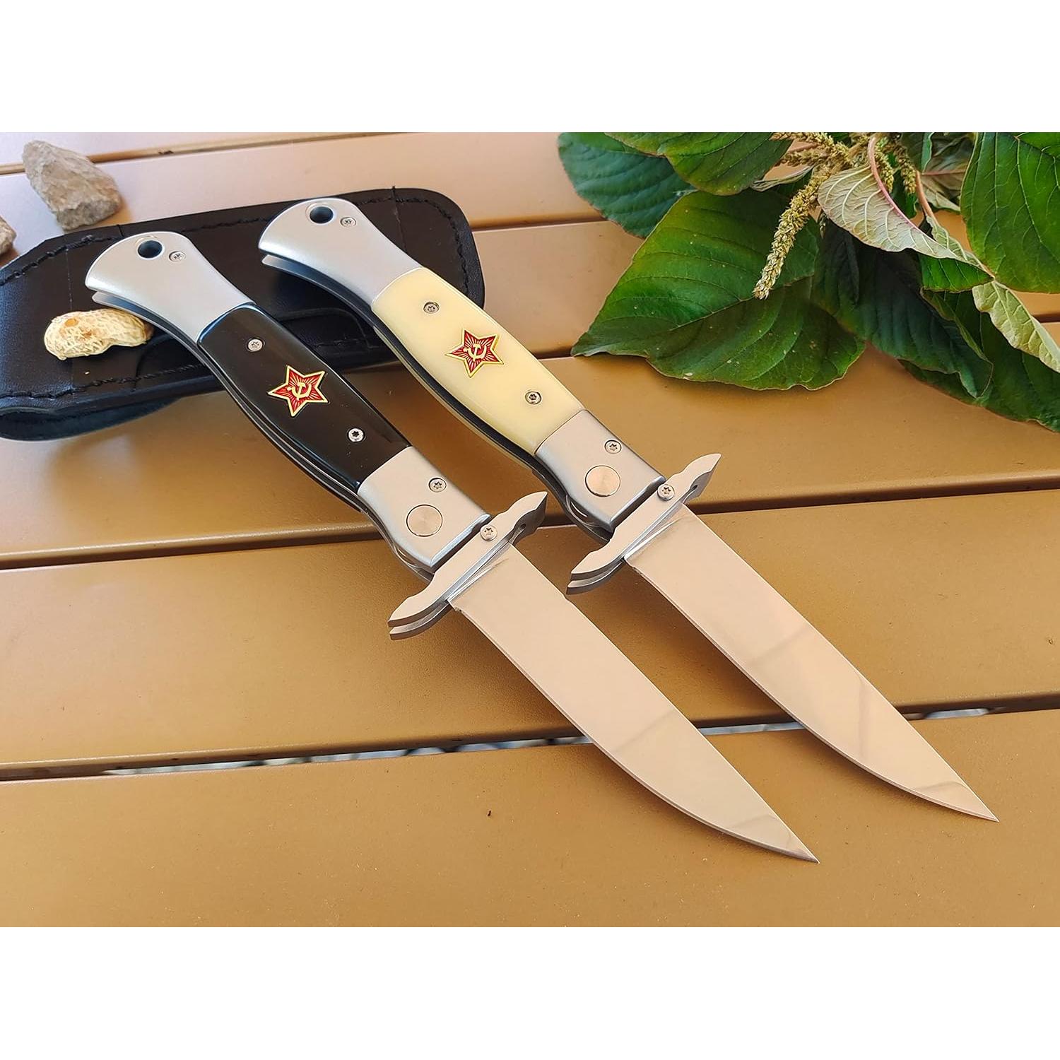 Cuchillo de bolsillo plegable Genérico X12M 9.5 cm mango beige