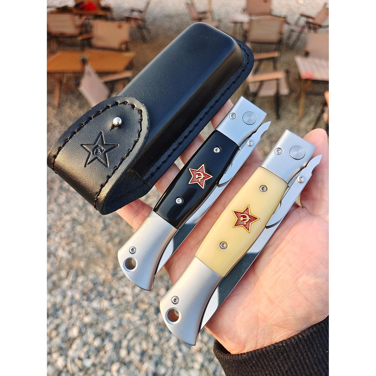 Cuchillo de bolsillo plegable Genérico X12M 9.5 cm mango beige