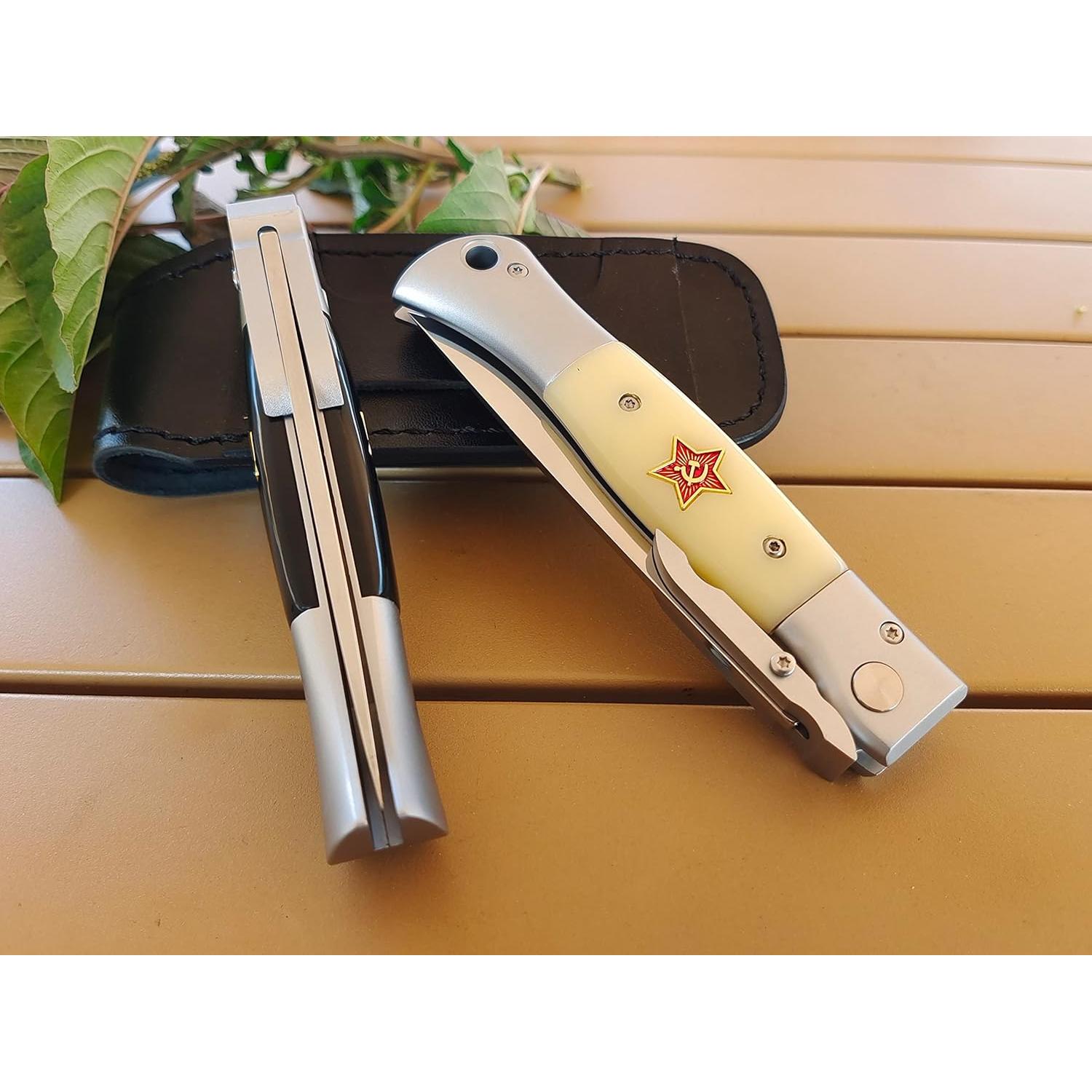 Cuchillo de bolsillo plegable Genérico X12M 9.5 cm mango beige