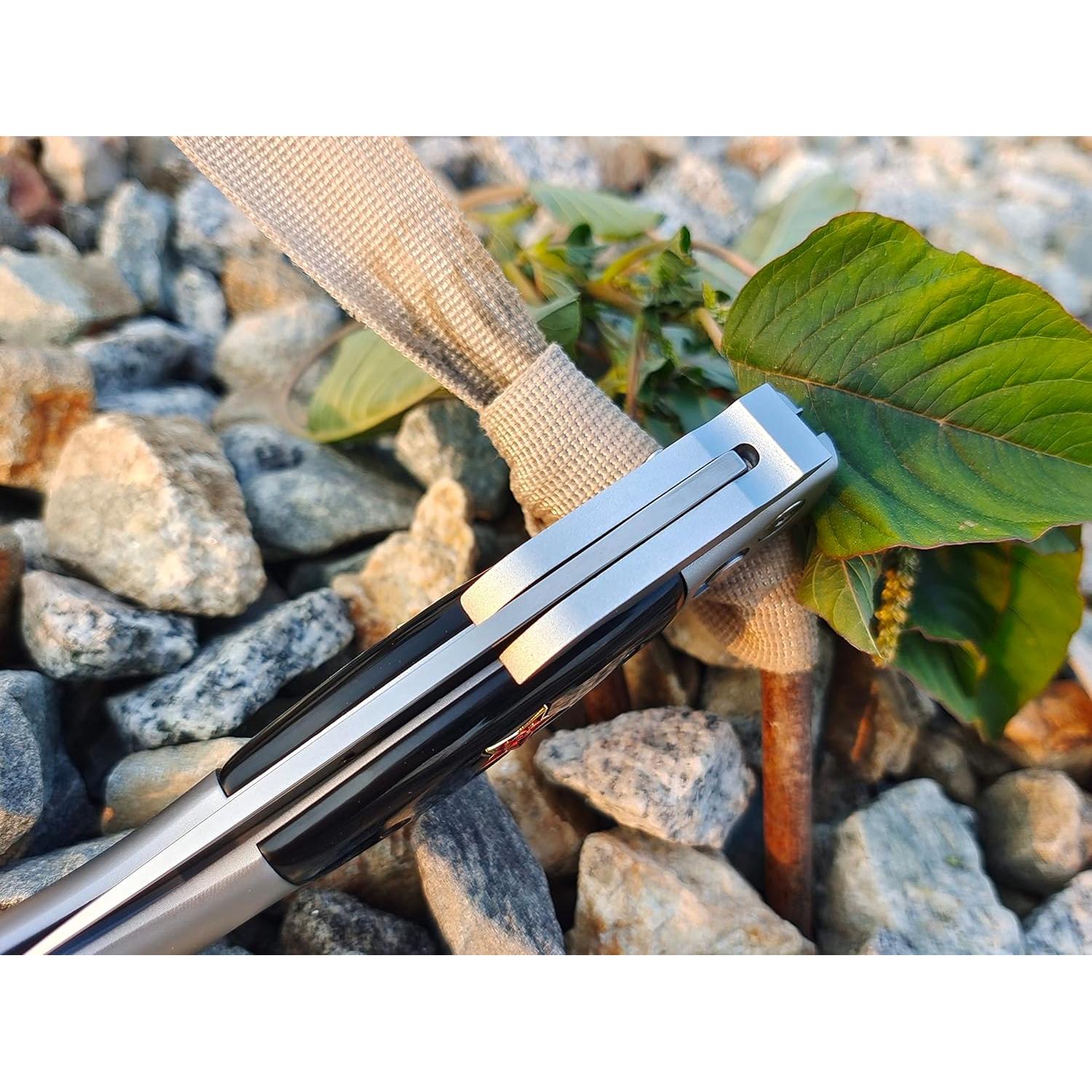 Cuchillo de bolsillo plegable Genérico X12M 9.5 cm mango beige