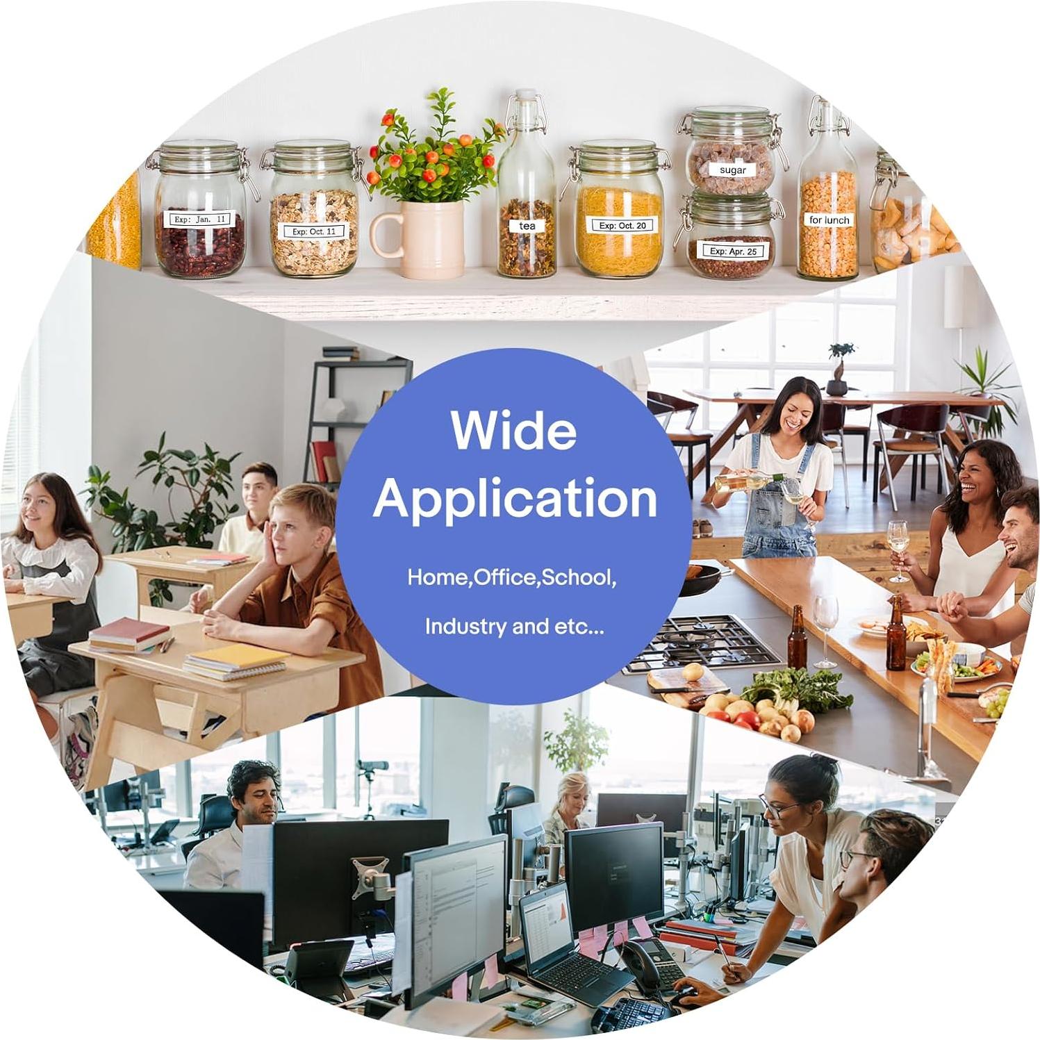 Cinta de Etiqueta Laminada GREENCYCLE 12mm Negra sobre Blanca - 2 Pack