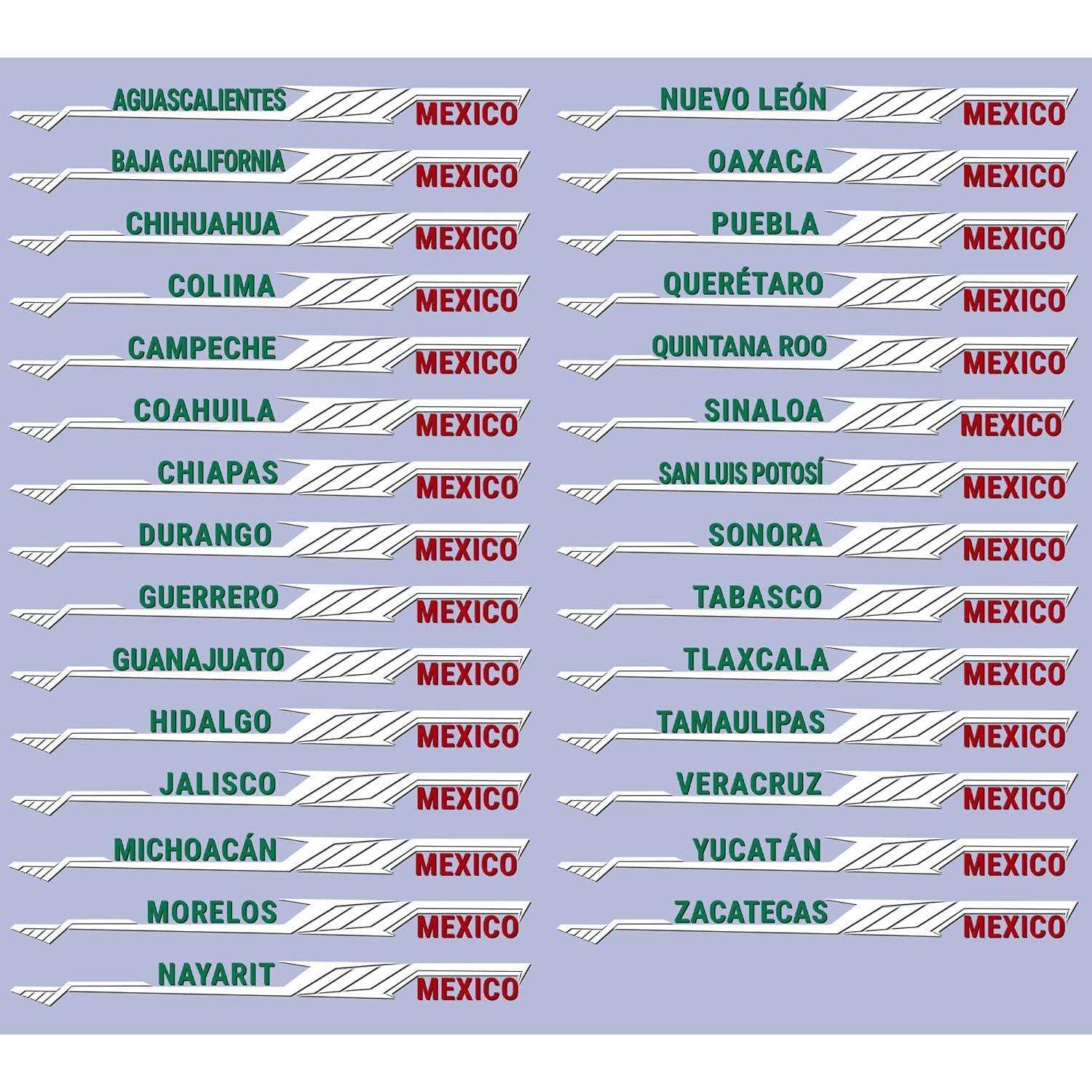 Calcomanía Vinilo Aguascalientes México 38.1 cm para Camión