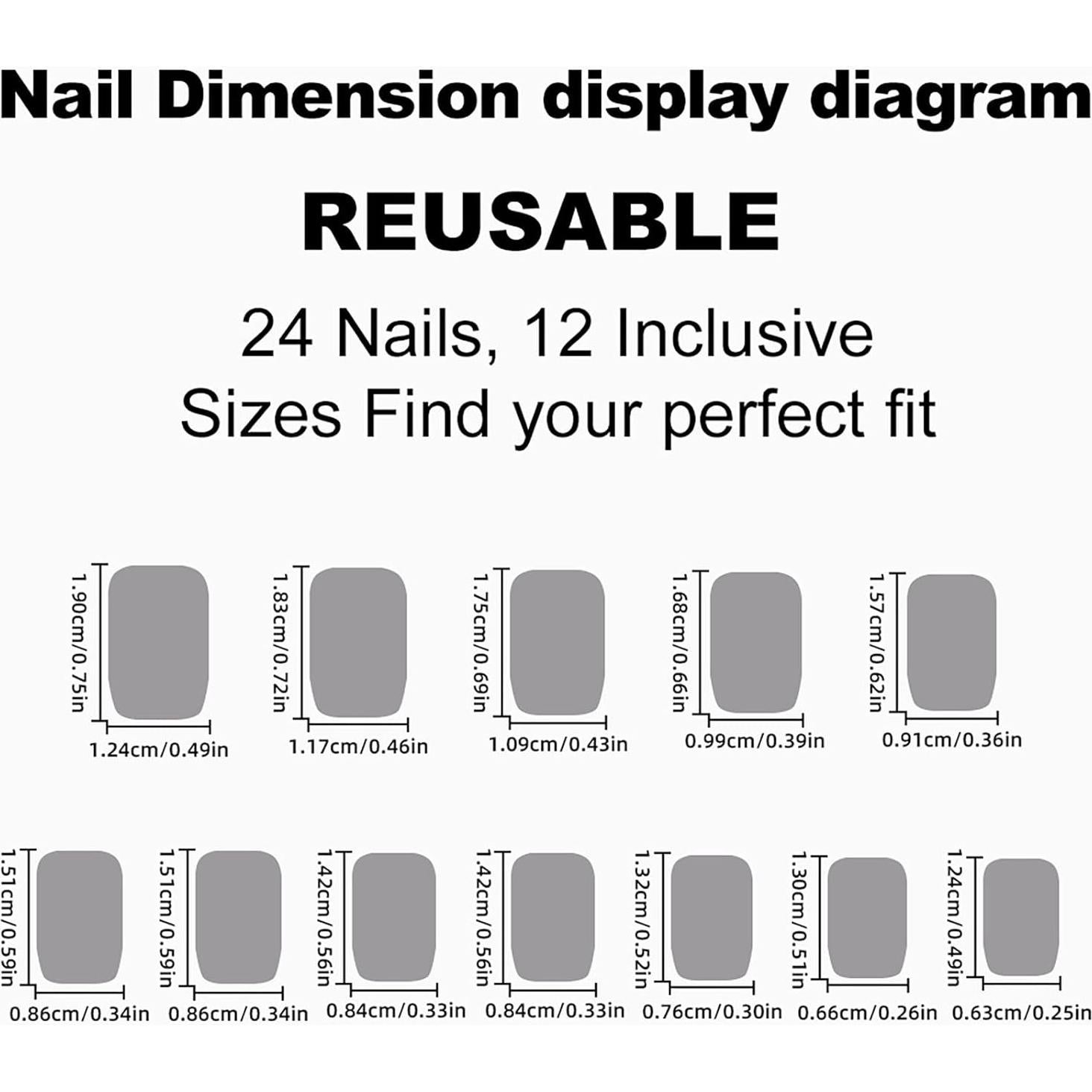 Uñas Postizas Acrílicas Rosadas Cuadradas 24Pcs KKUUOO