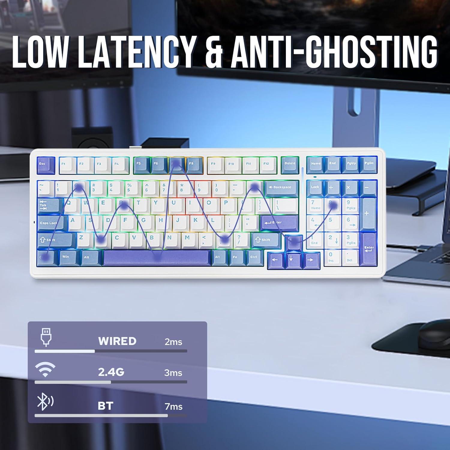 Teclado Mecánico Inalámbrico EPOMAKER F99 96% Azul Claro