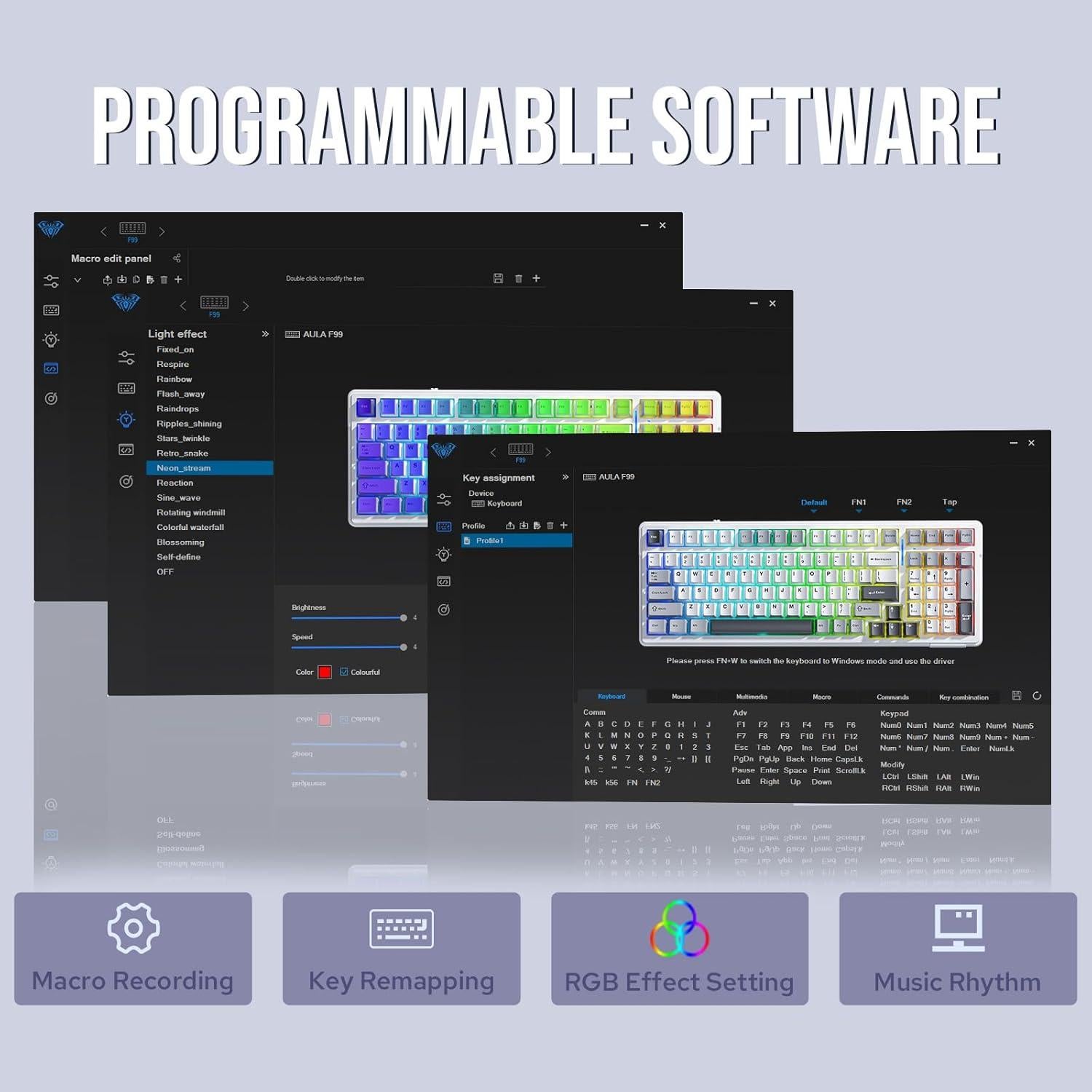 Teclado Mecánico Inalámbrico EPOMAKER F99 96% Azul Claro